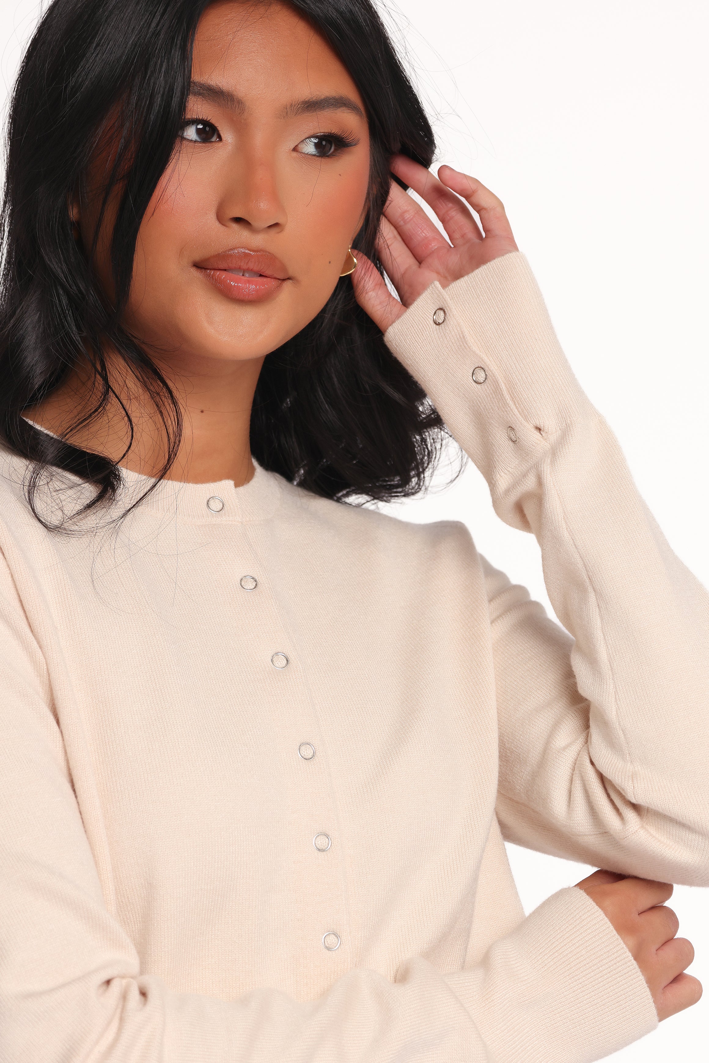 Petal and Pup USA KNITWEAR Elita Fitted Cardigan - Cream