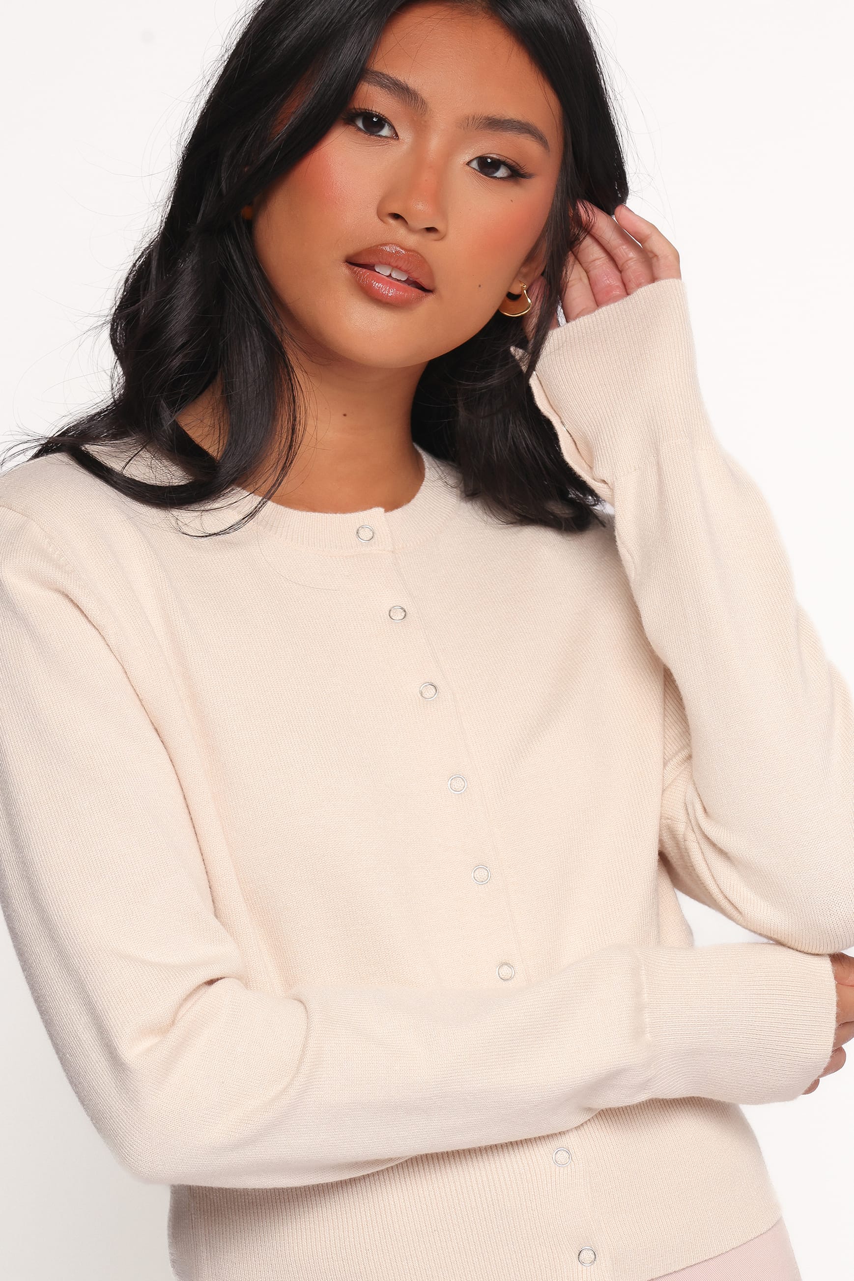 Petal and Pup USA KNITWEAR Elita Fitted Cardigan - Cream