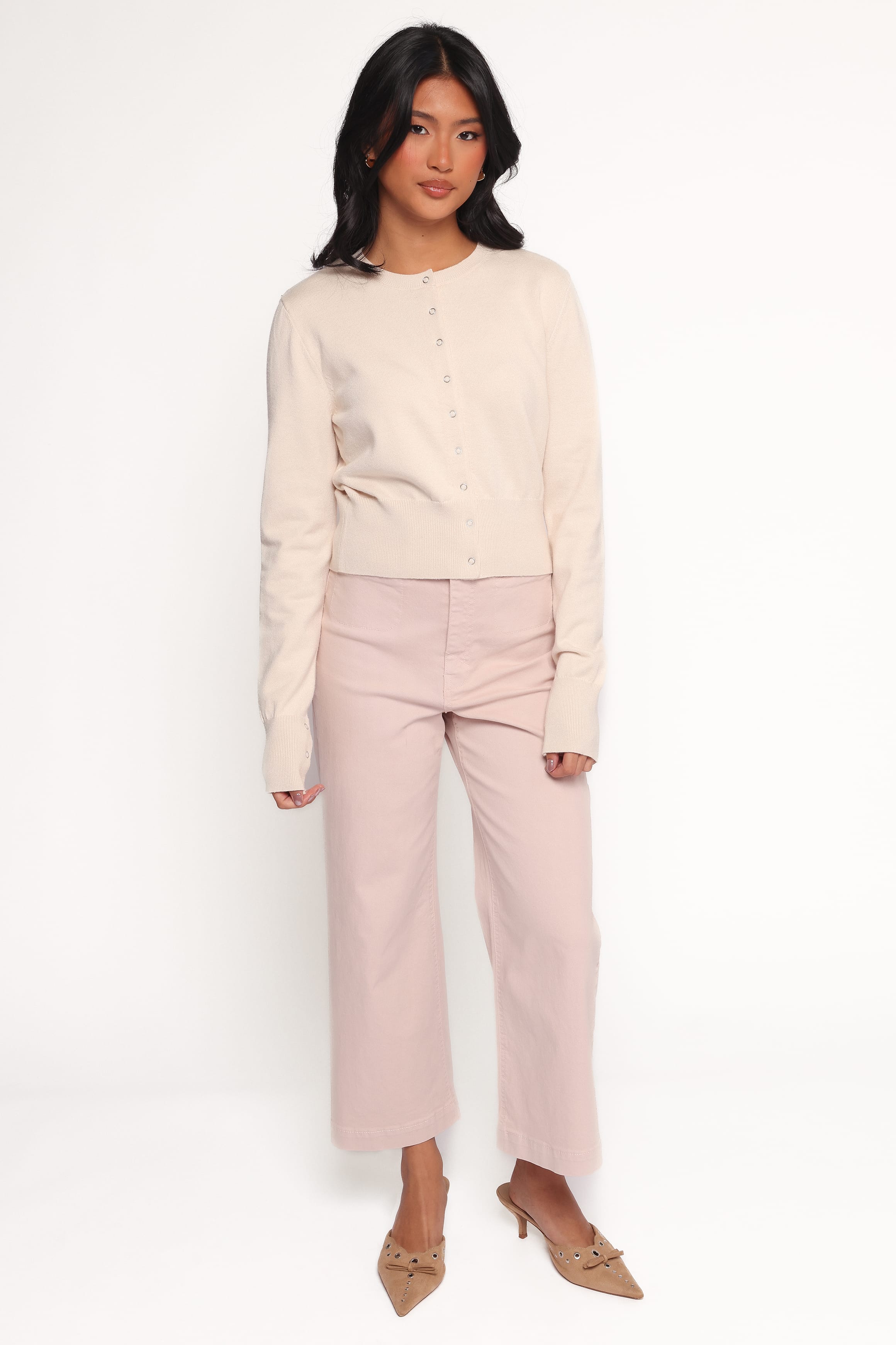 Petal and Pup USA KNITWEAR Elita Fitted Cardigan - Cream