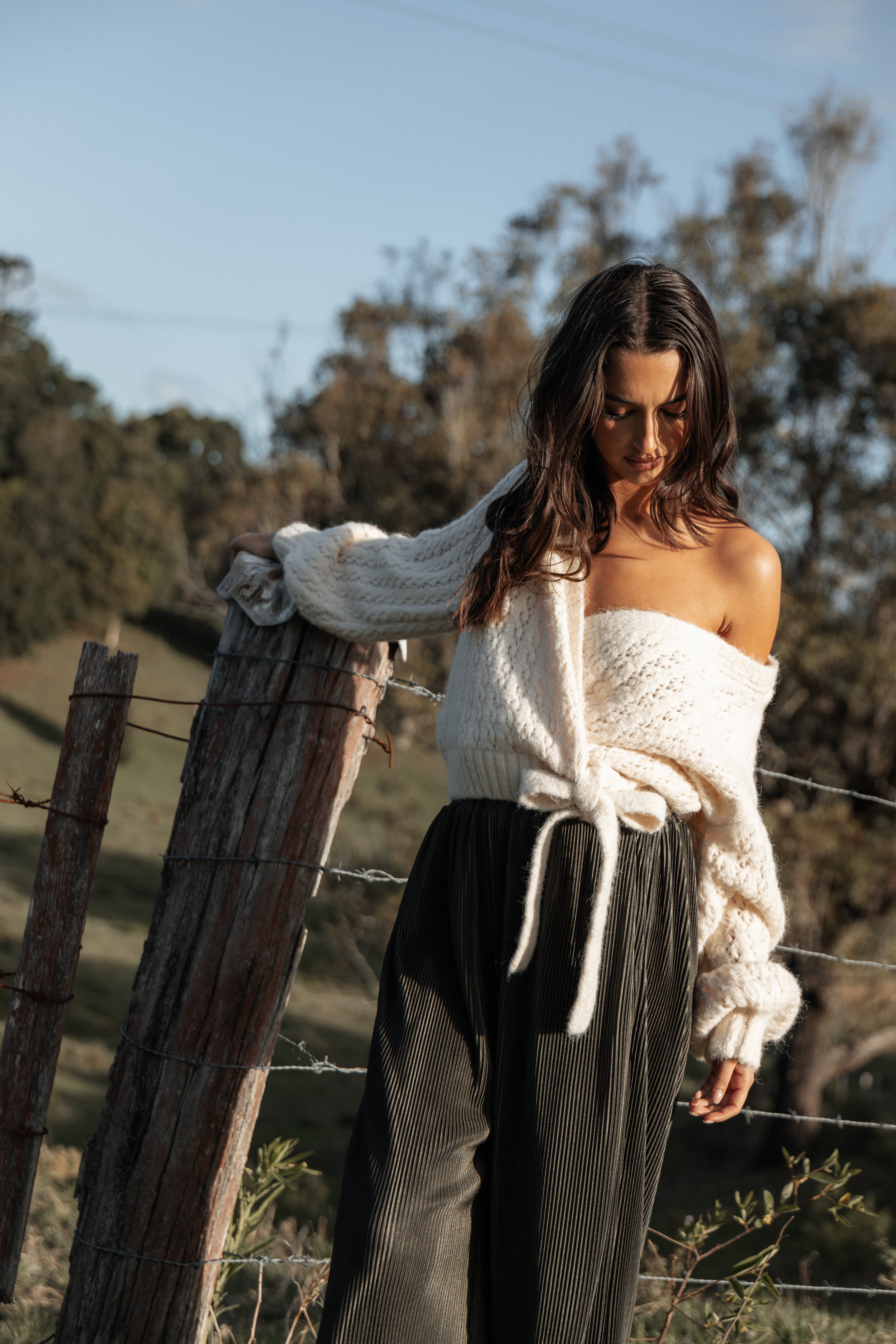 Petal and Pup USA KNITWEAR Etta Ballet Wrap Knit Sweater - Cream