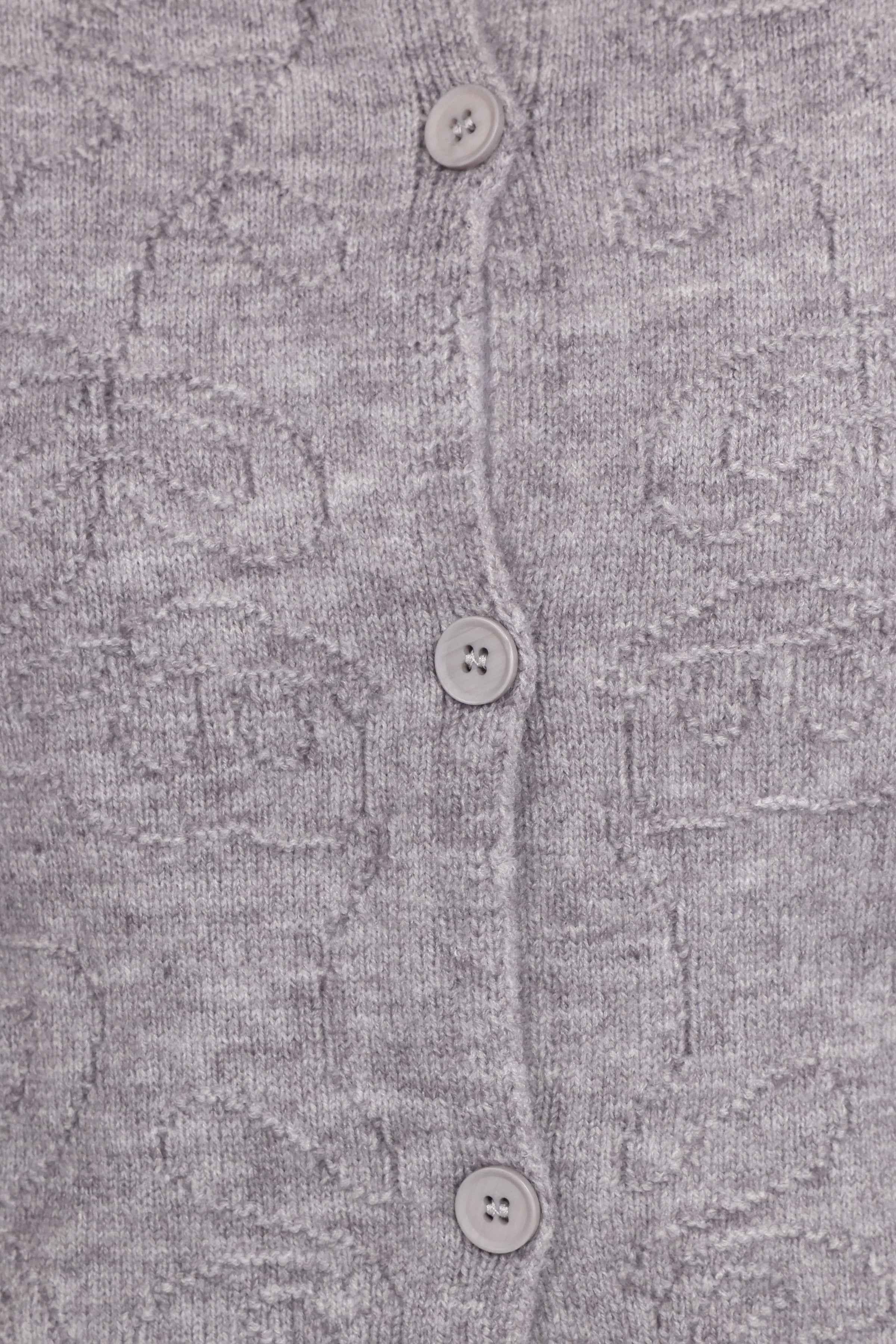 Petal and Pup USA KNITWEAR Fauna Tonal Floral Cardigan - Heather Grey