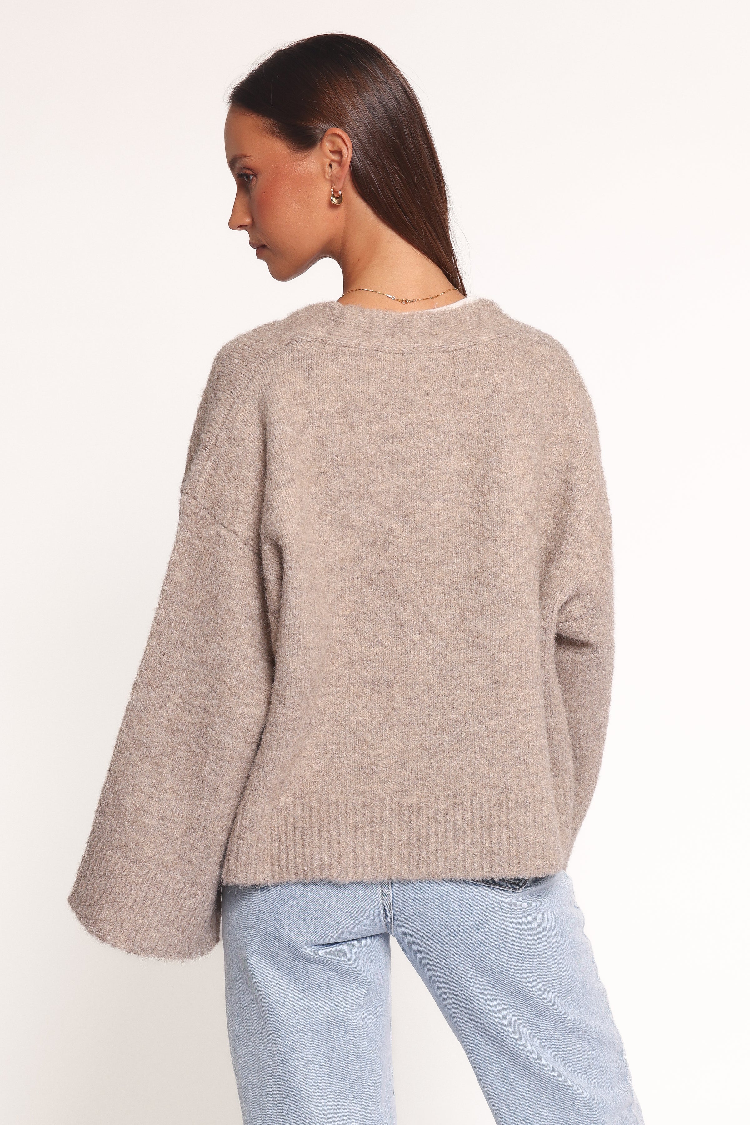 Petal and Pup USA KNITWEAR Fern Wide Sleeve Cardigan - Mushroom