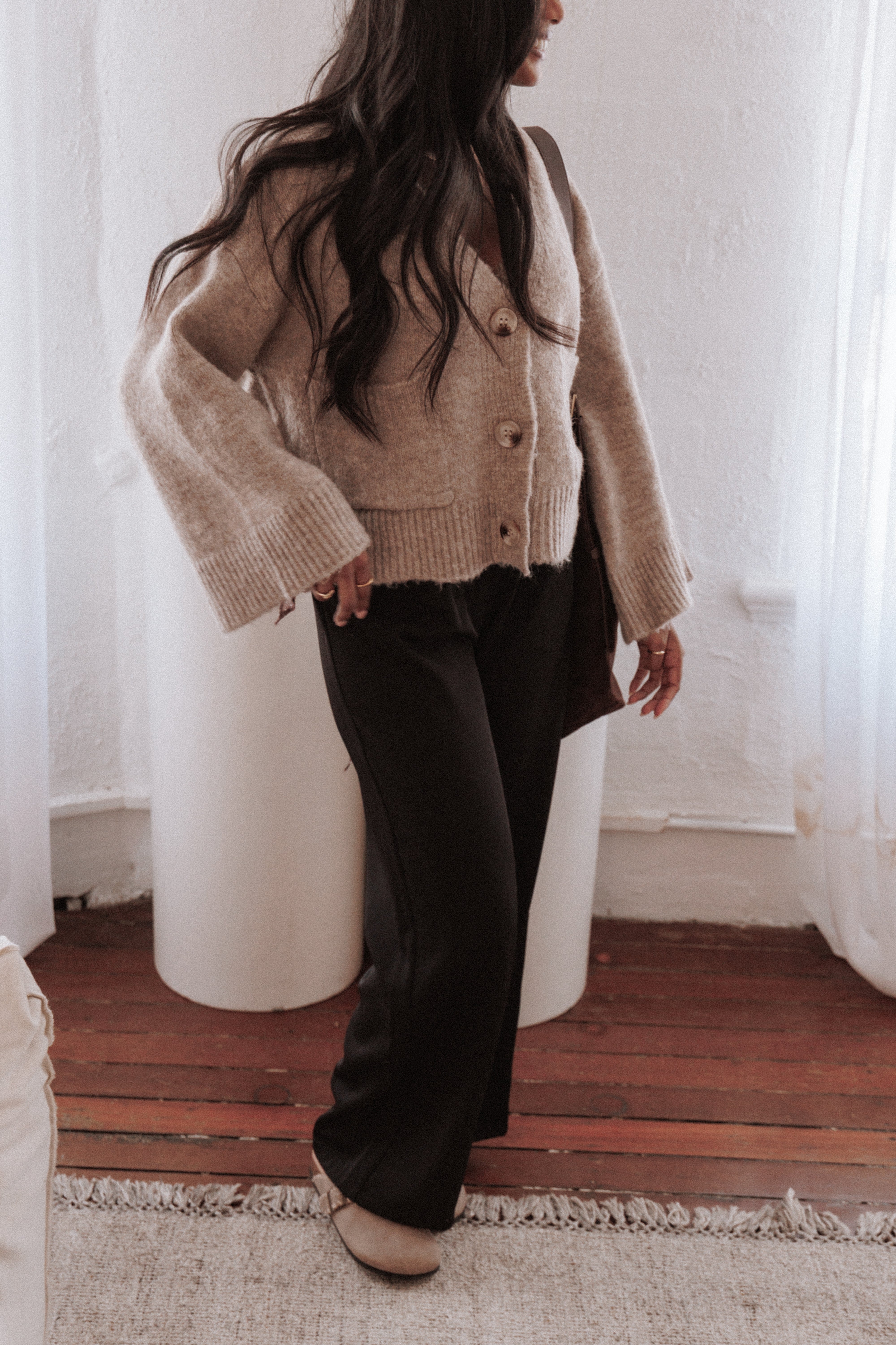 Petal and Pup USA KNITWEAR Fern Wide Sleeve Cardigan - Mushroom