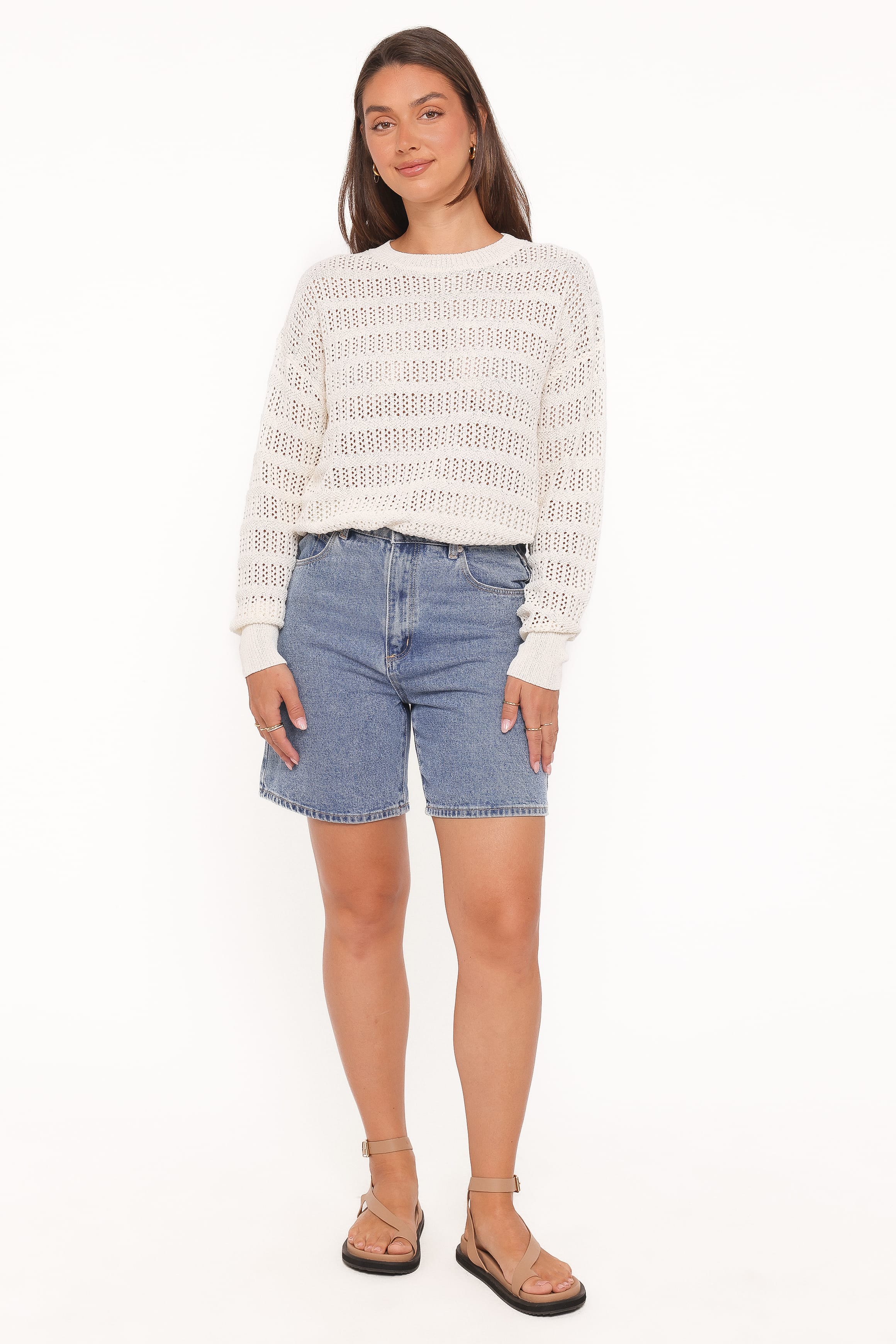 Petal and Pup USA KNITWEAR Flavia Open Stitch Sweater - Cream