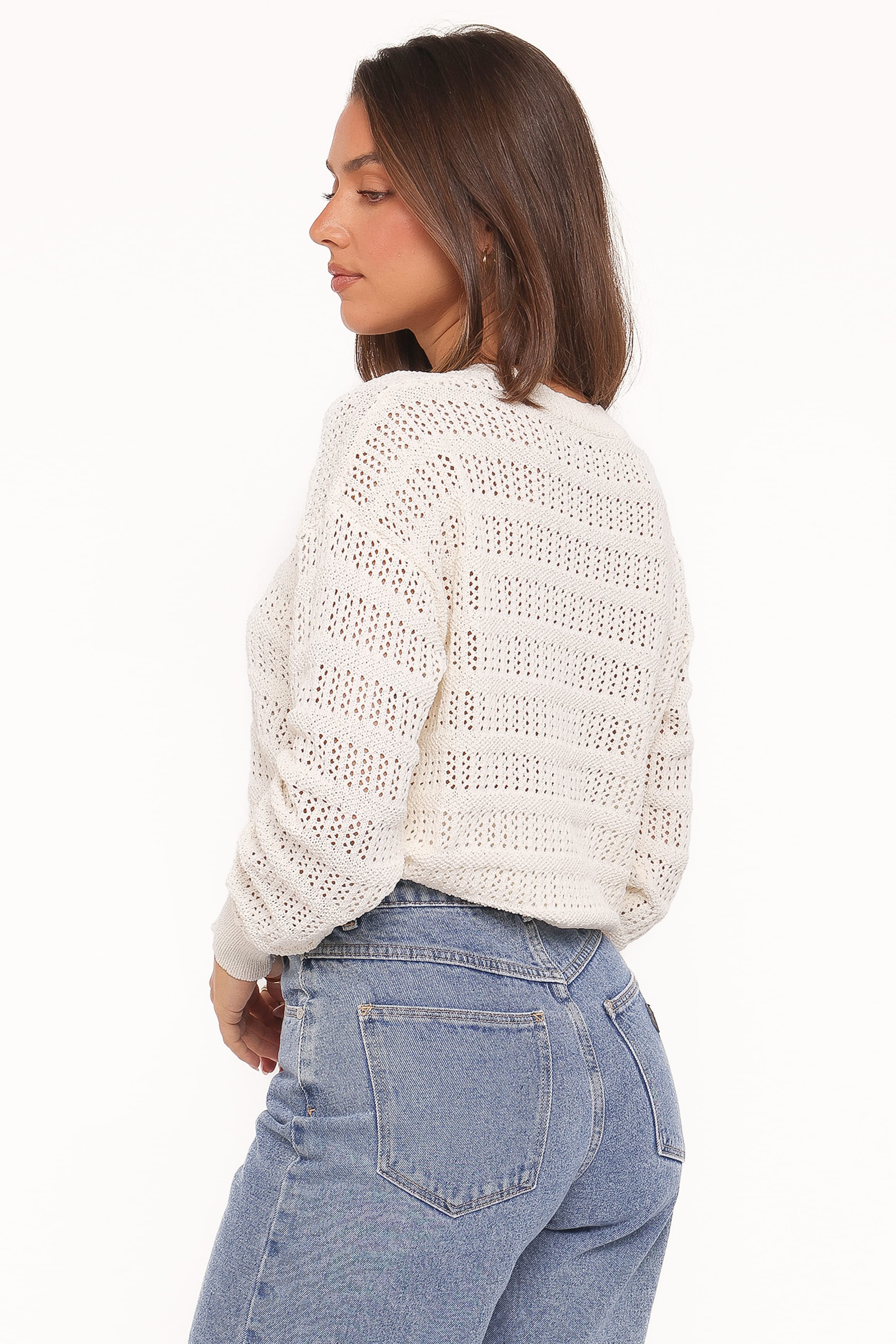 Petal and Pup USA KNITWEAR Flavia Open Stitch Sweater - Cream