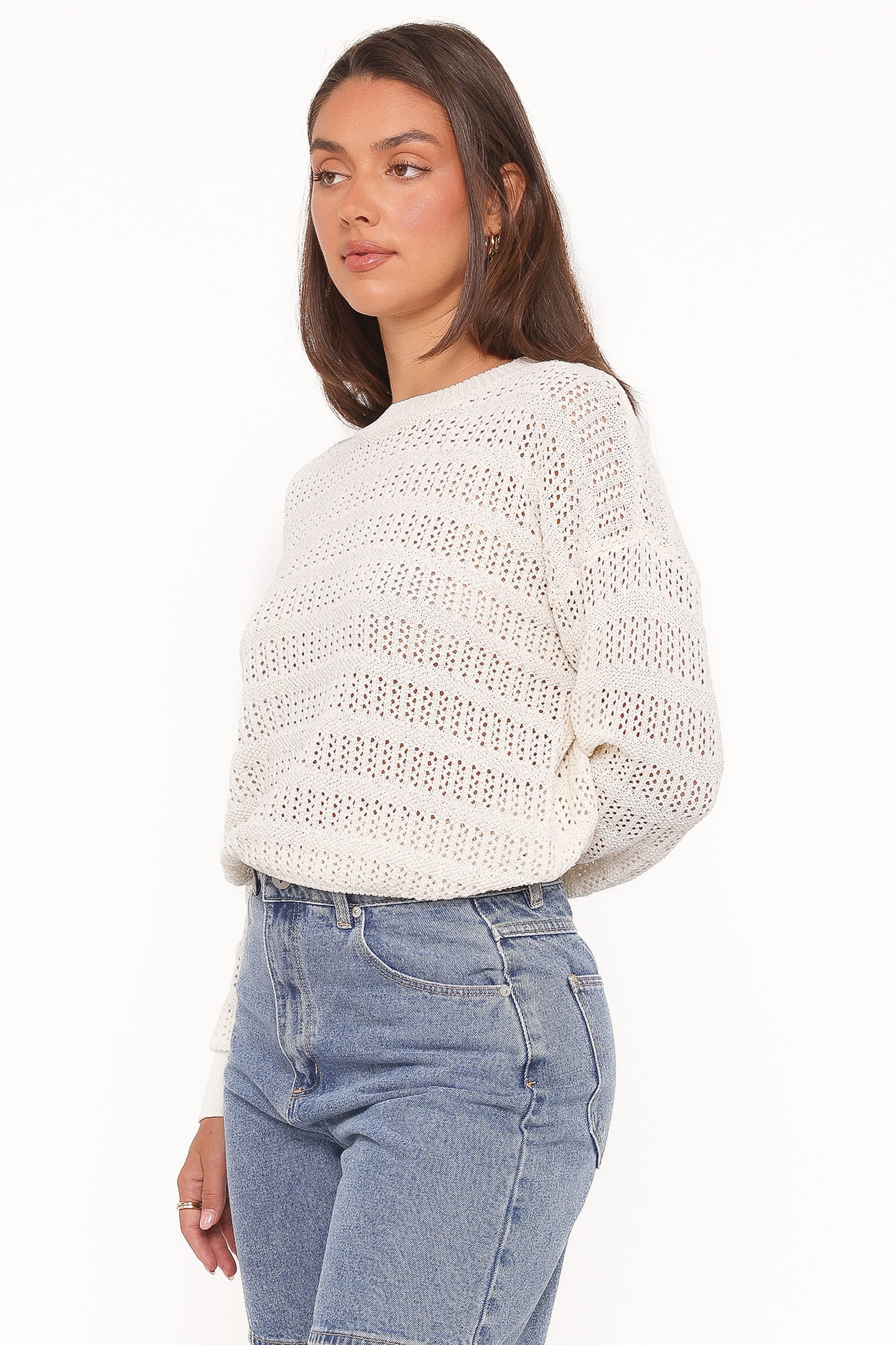Petal and Pup USA KNITWEAR Flavia Open Stitch Sweater - Cream
