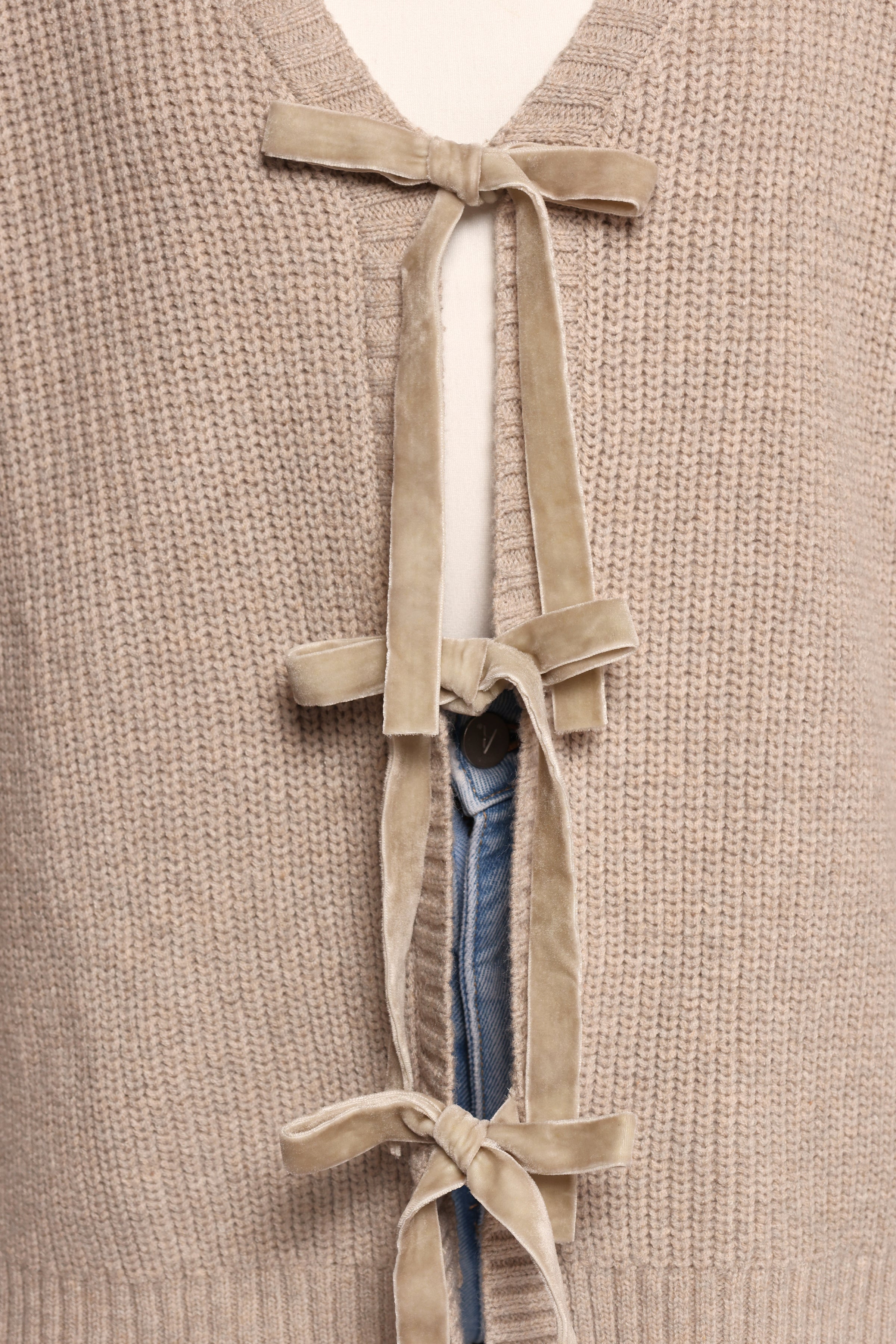Petal and Pup USA KNITWEAR Hammond Tie Up Cardigan - Taupe