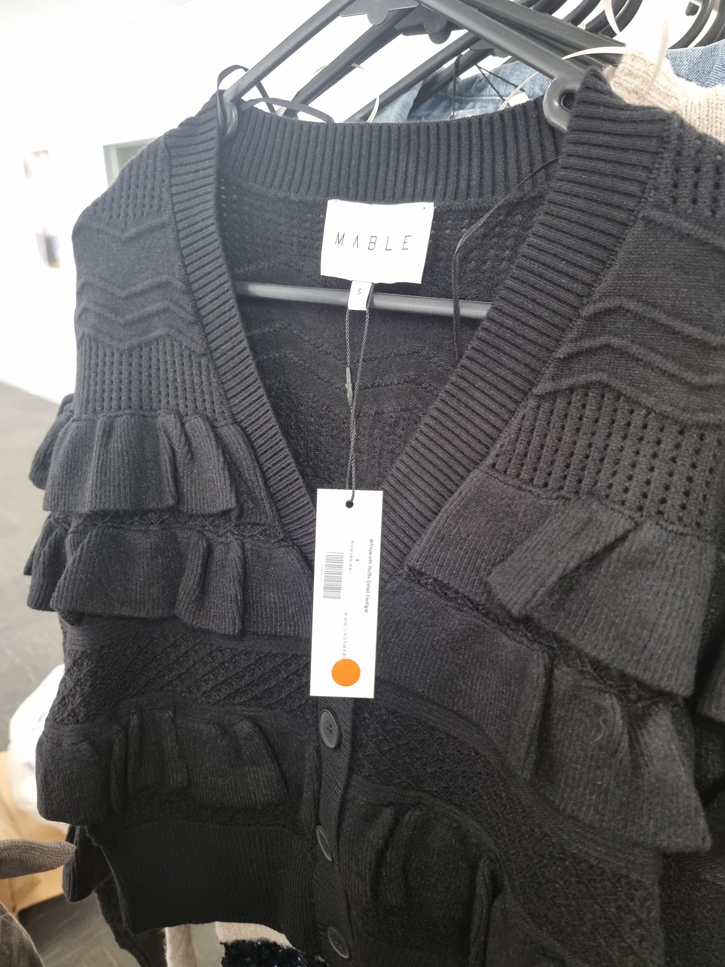 Petal and Pup USA KNITWEAR Hayworth Ruffle detail Cardigan - Black