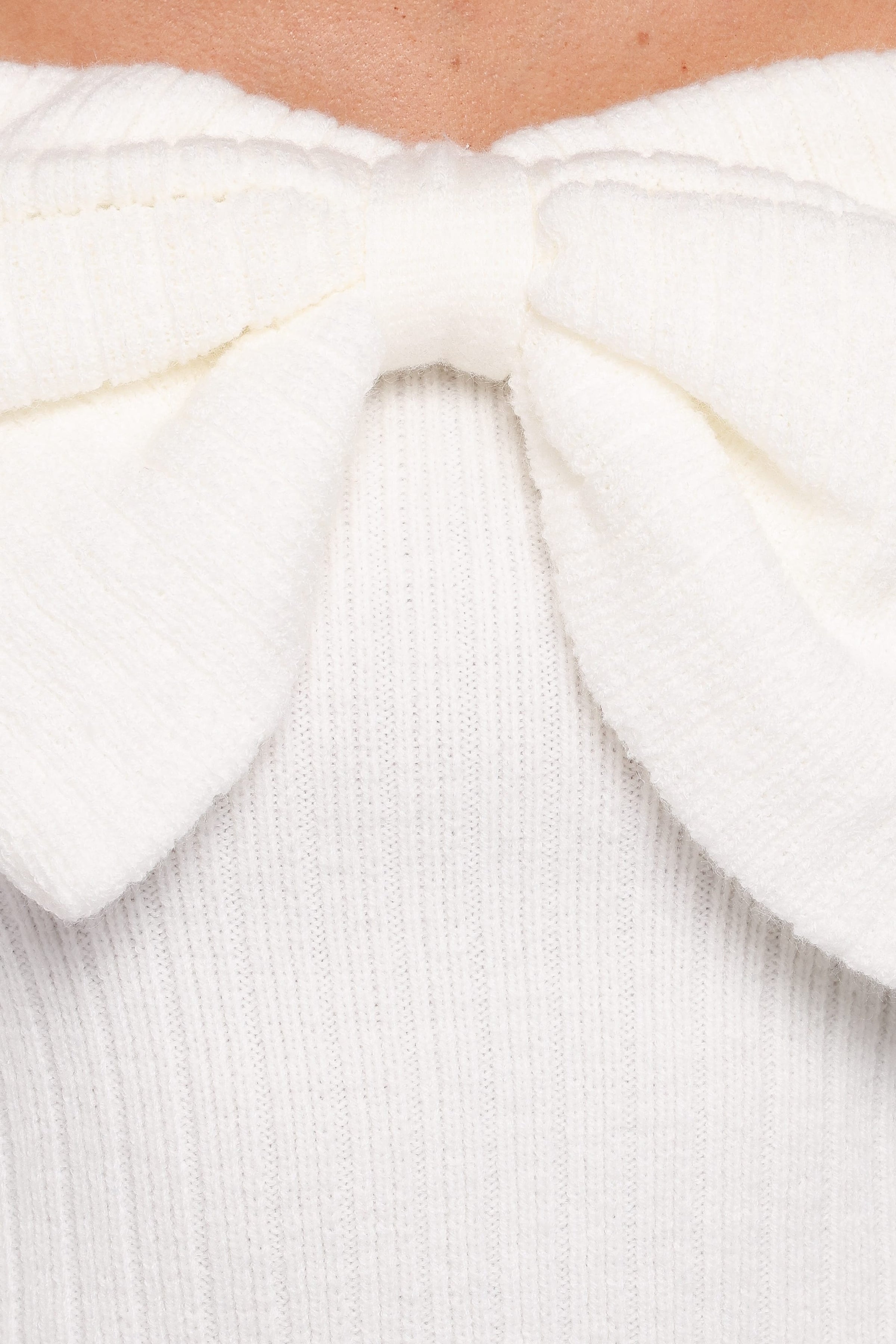 Petal and Pup USA KNITWEAR Helene Bow Off Shoulder Knit Sweater - Ivory