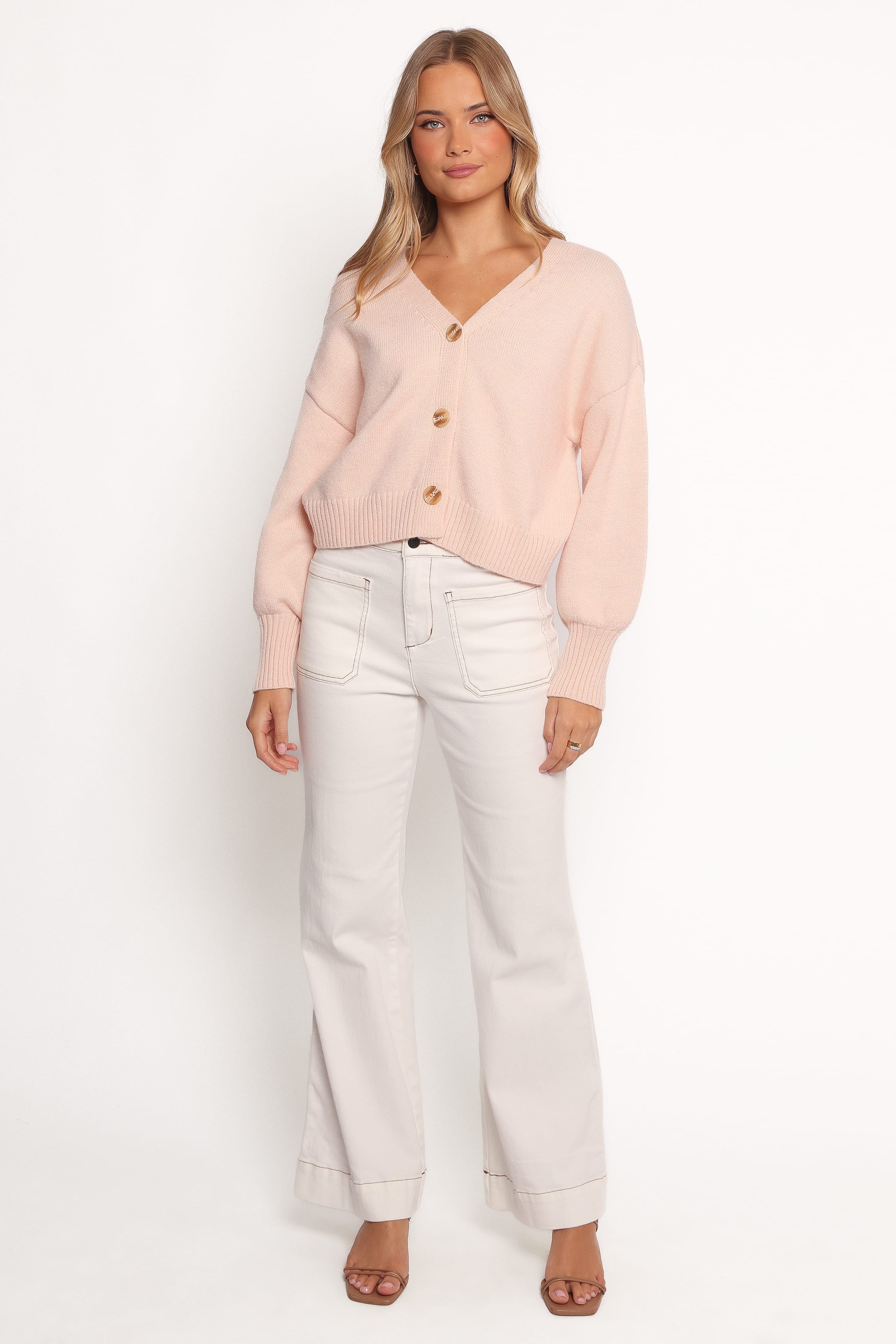 Petal and Pup USA KNITWEAR Isabel Button Front Cardigan - Pale Pink (Hold for Rack)