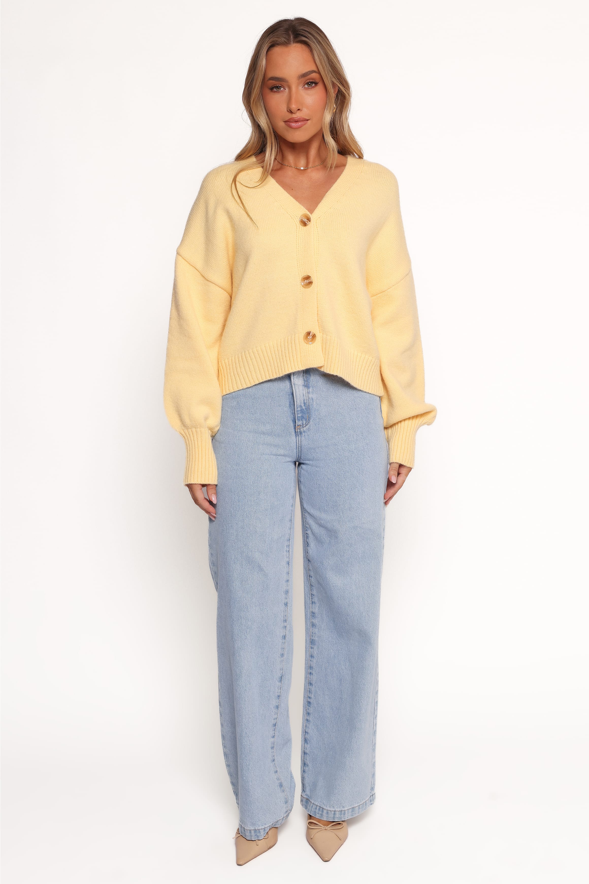 Petal and Pup USA KNITWEAR Isabel Button Front Cardigan - Yellow (Hold for Rack)