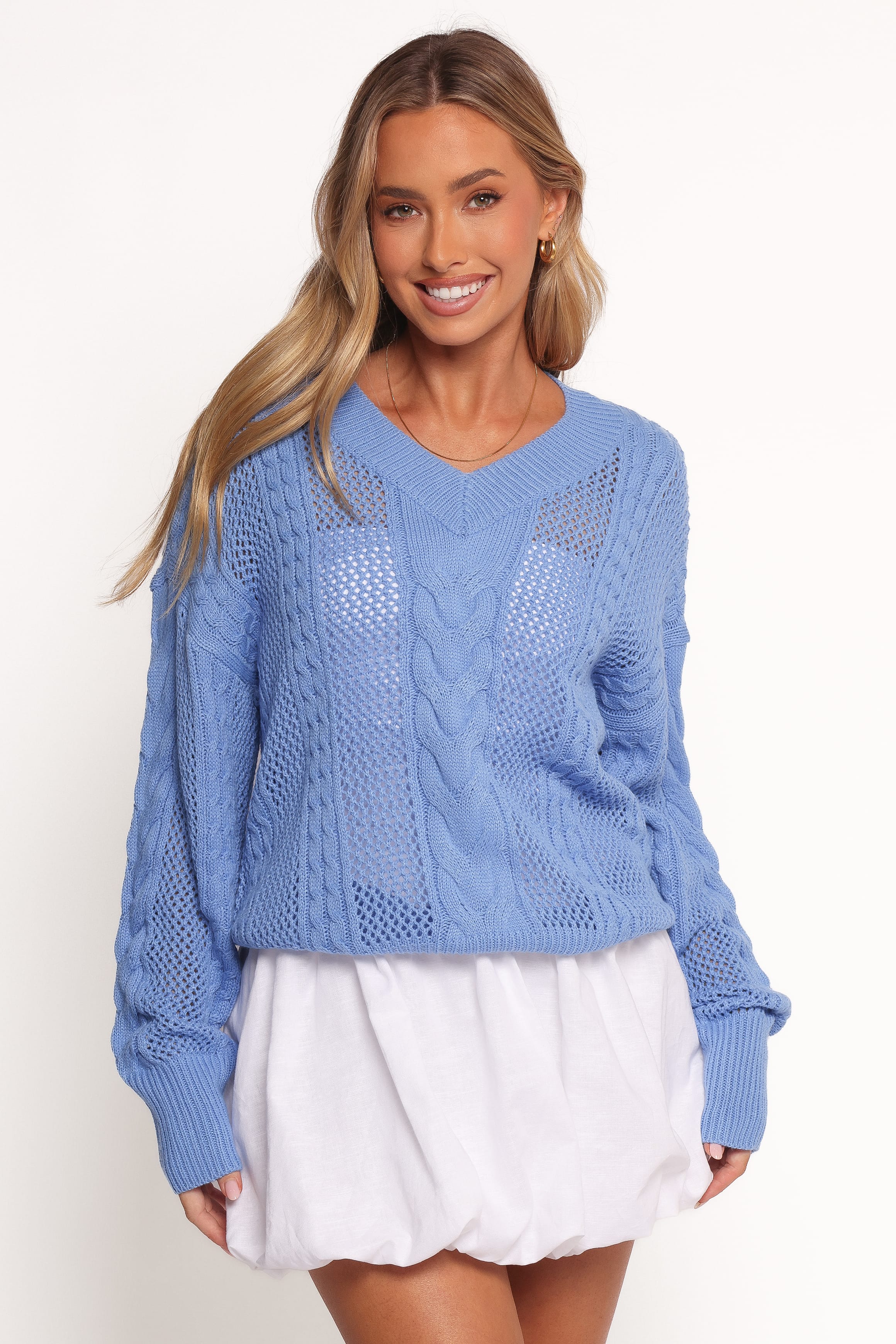 Petal and Pup USA KNITWEAR Janie Knit Sweater - Blue