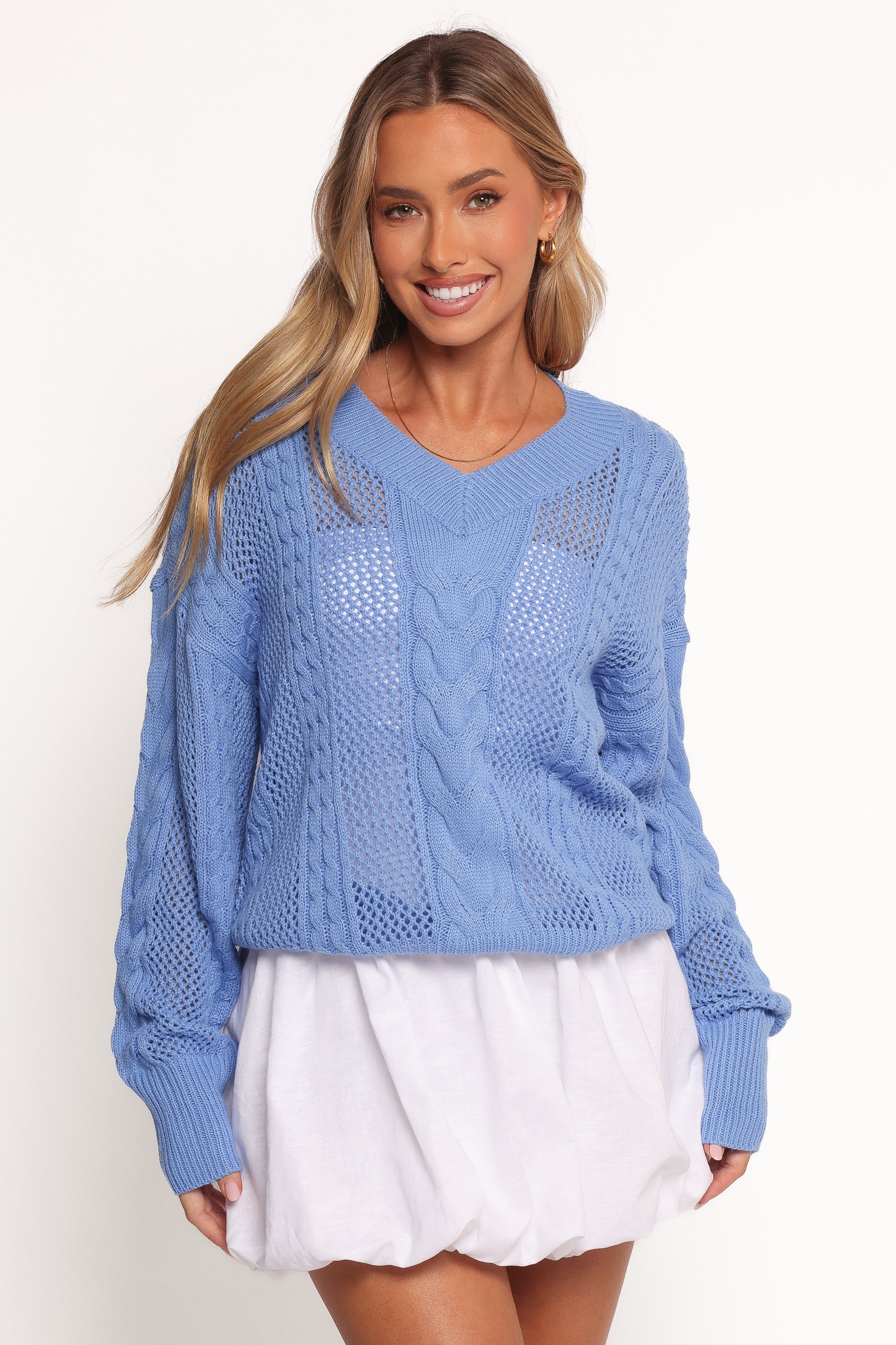 Petal and Pup USA KNITWEAR Janie Knit Sweater - Blue