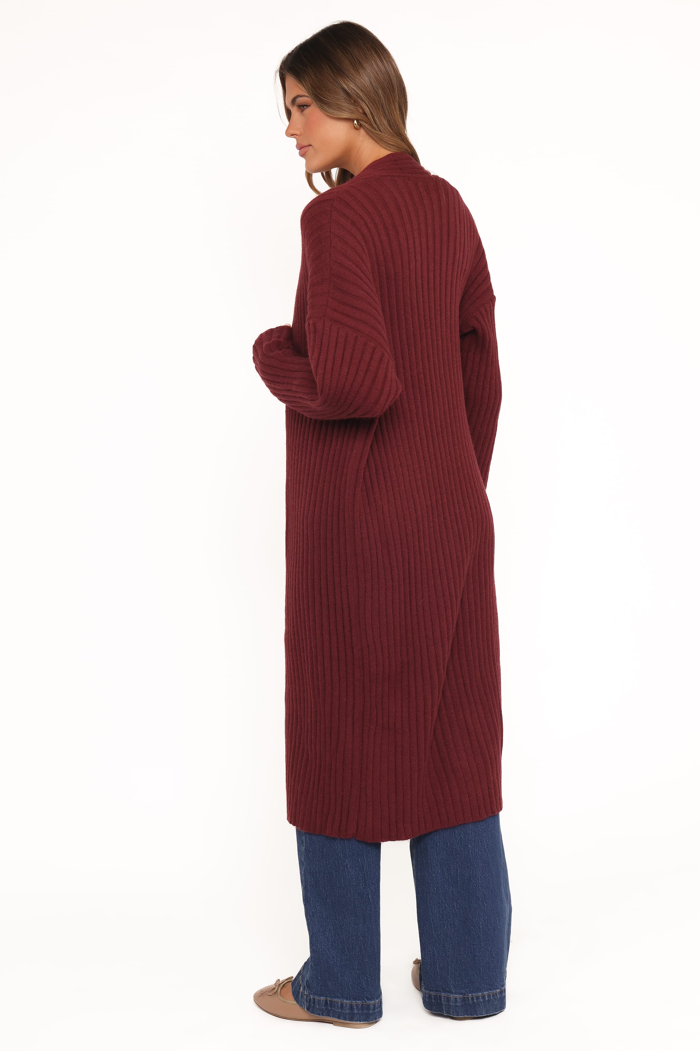 Petal and Pup USA KNITWEAR Jasmia Long Cardigan - Wine