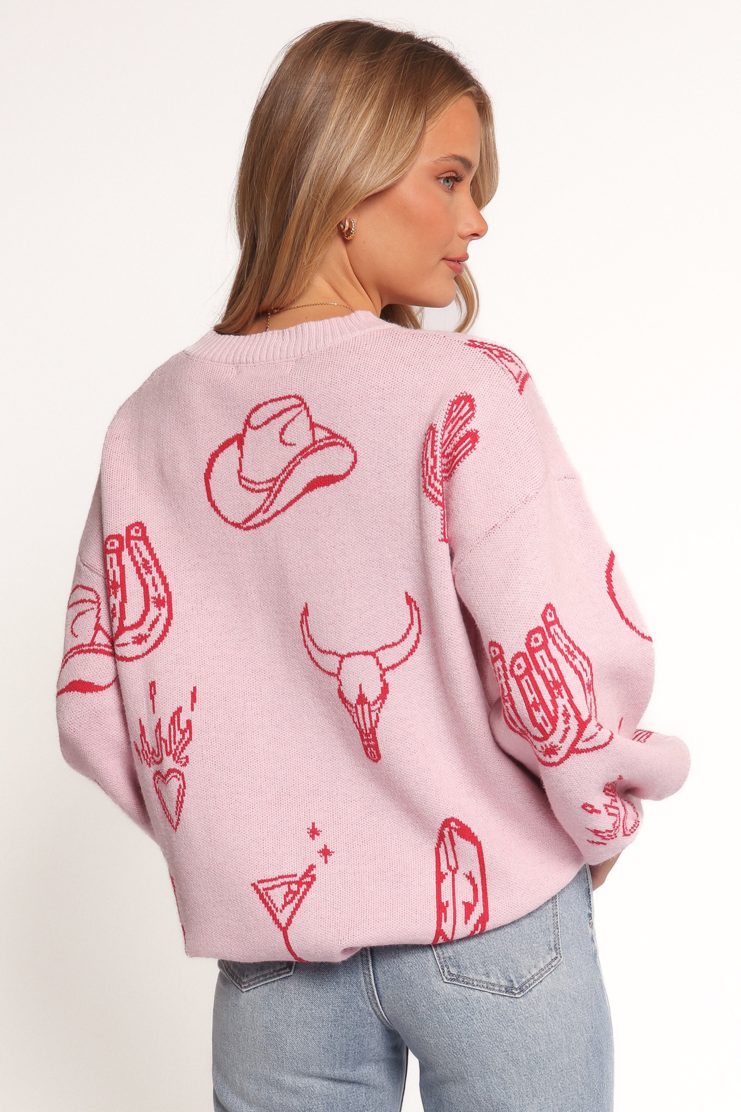 Petal and Pup USA KNITWEAR Jax Western Knit Sweater - Pink