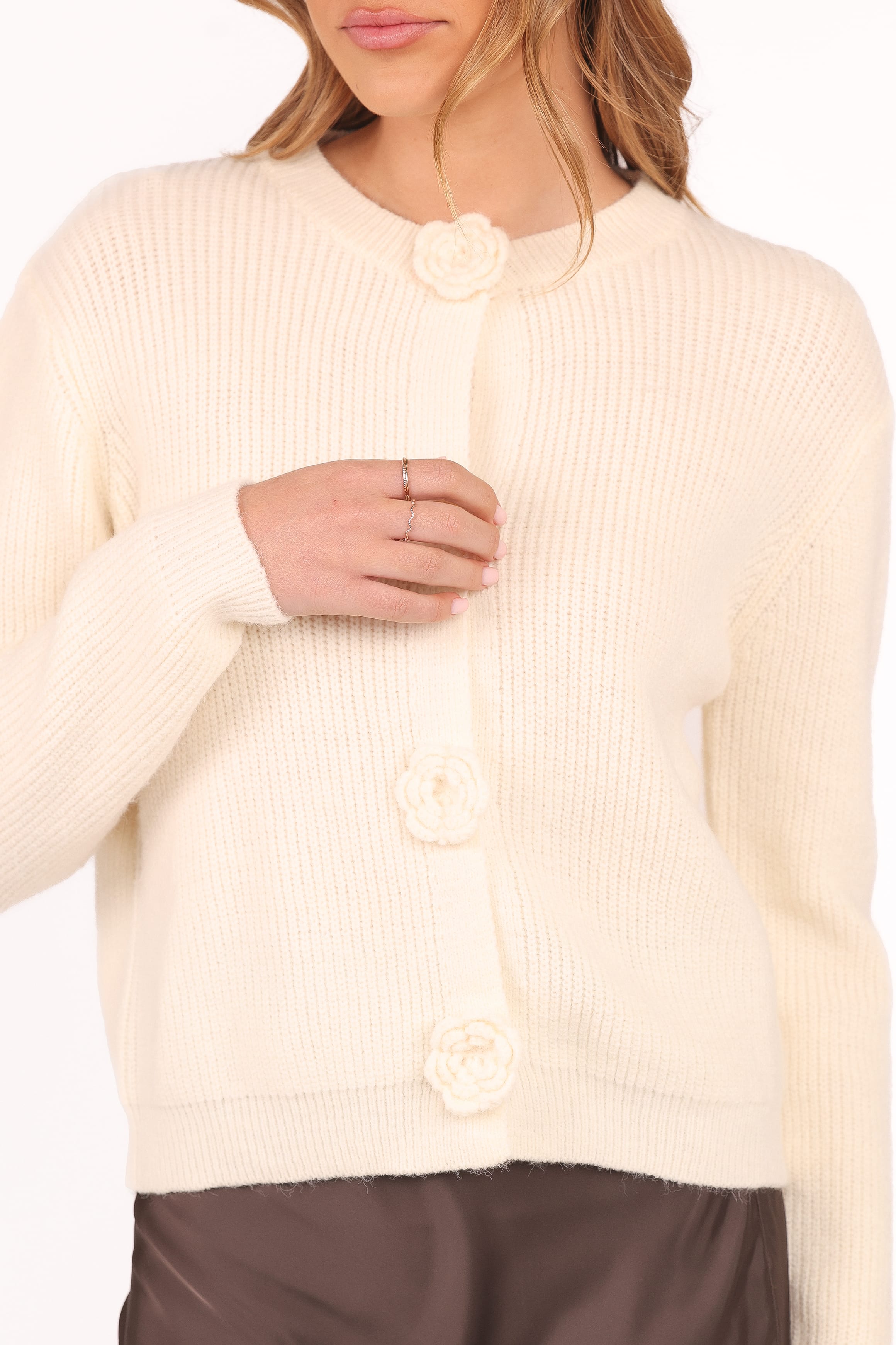 Petal and Pup USA KNITWEAR Jones Rosette Cardigan - Cream