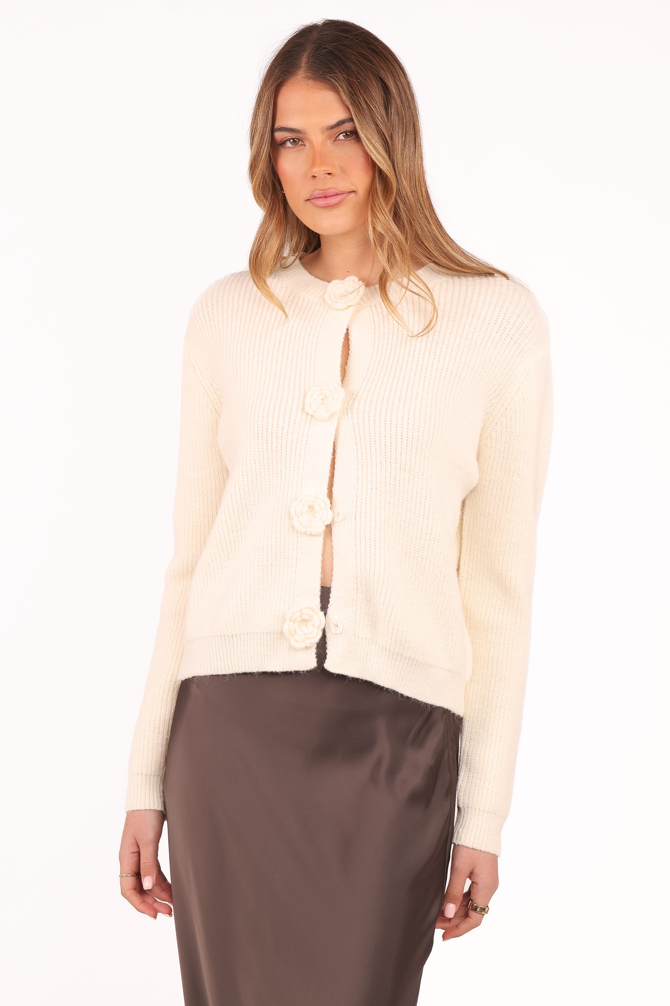 Petal and Pup USA KNITWEAR Jones Rosette Cardigan - Cream