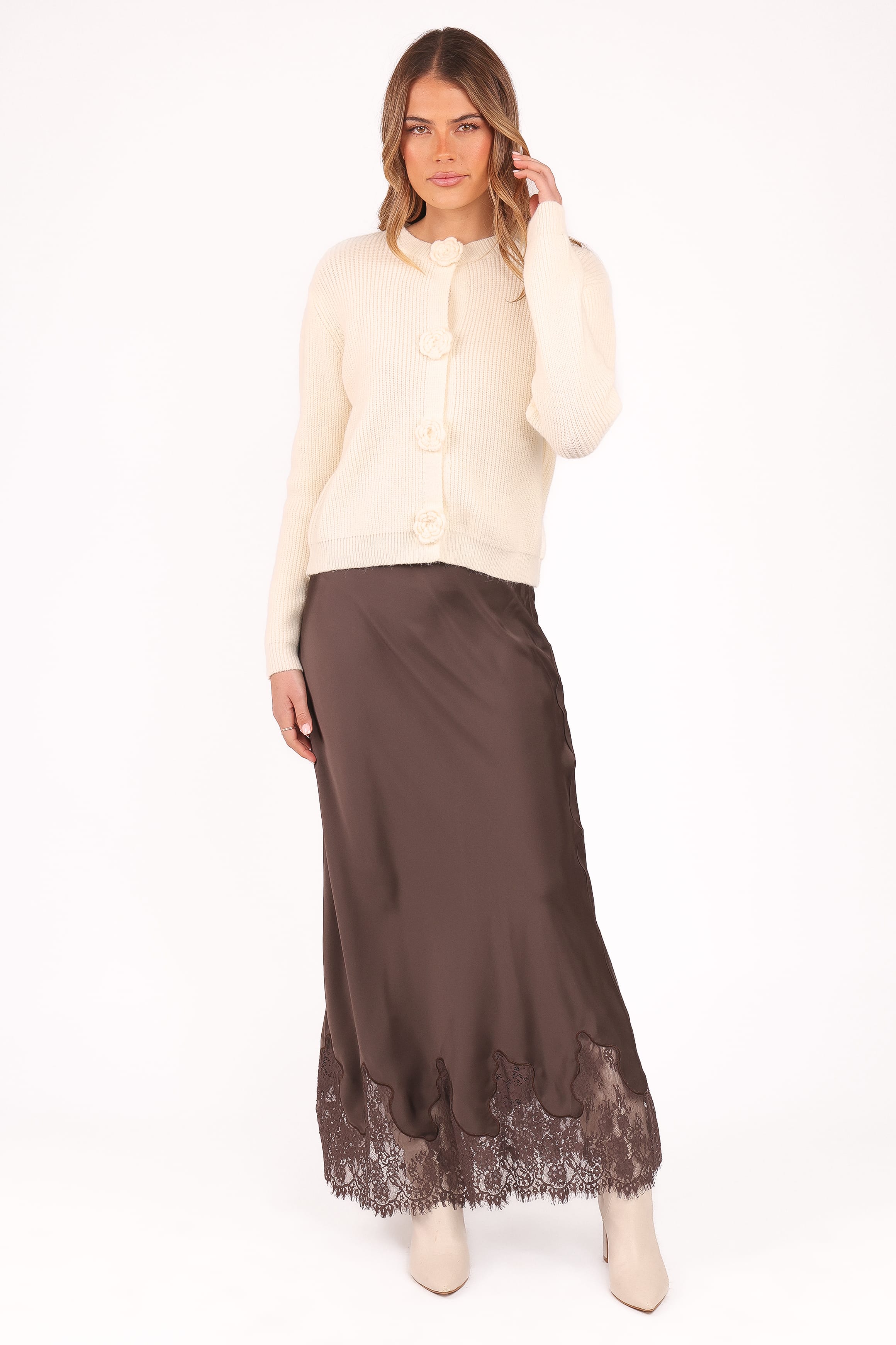 Petal and Pup USA KNITWEAR Jones Rosette Cardigan - Cream