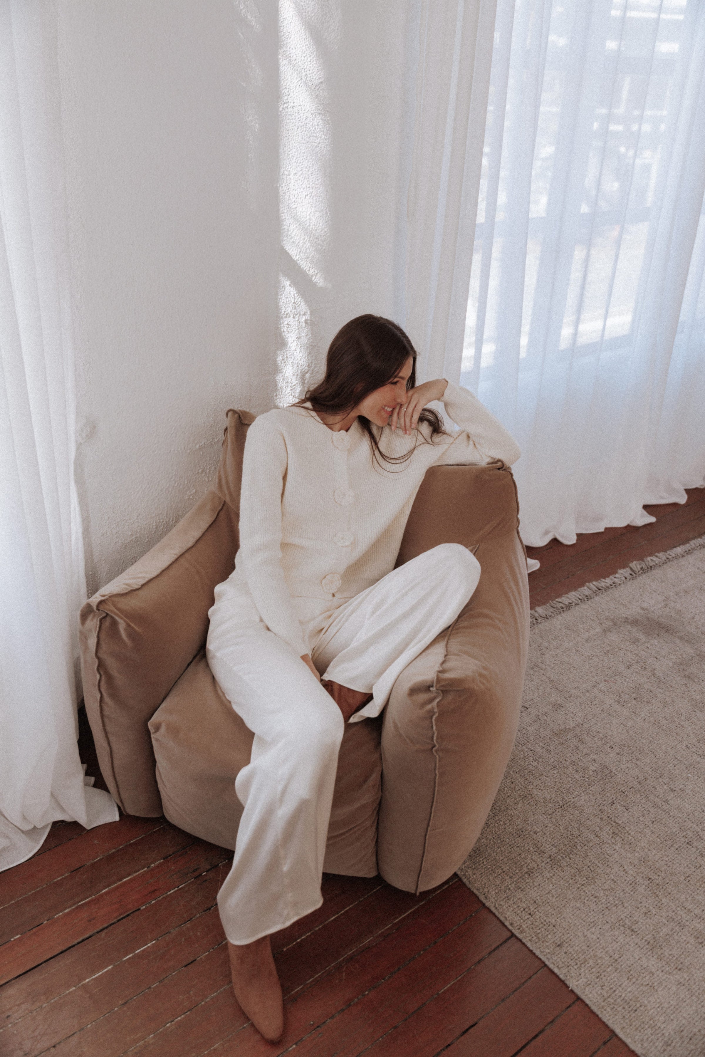 Petal and Pup USA KNITWEAR Jones Rosette Cardigan - Cream