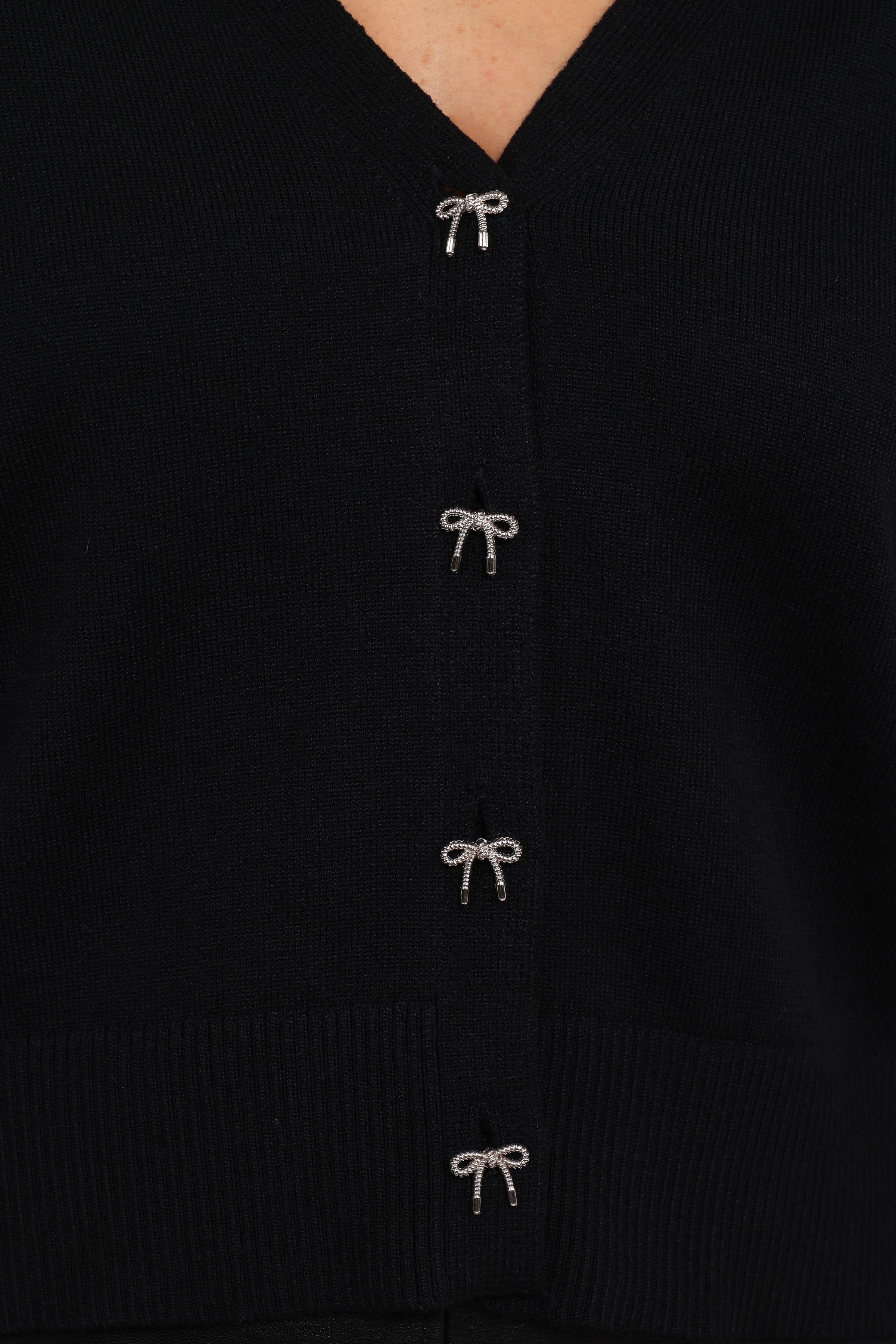 Petal and Pup USA KNITWEAR Josey Bow Button Cardigan - Black