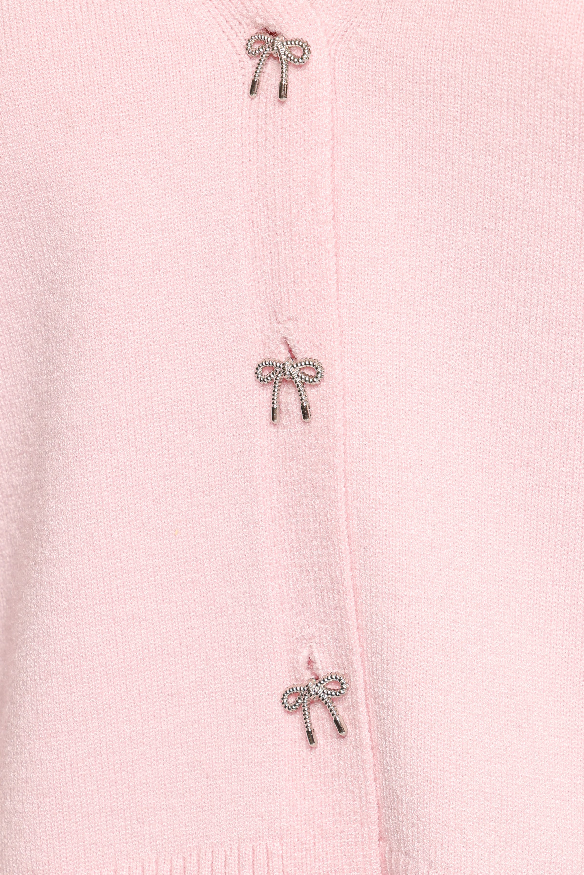 Petal and Pup USA KNITWEAR Josey Bow Button Cardigan - Light Pink