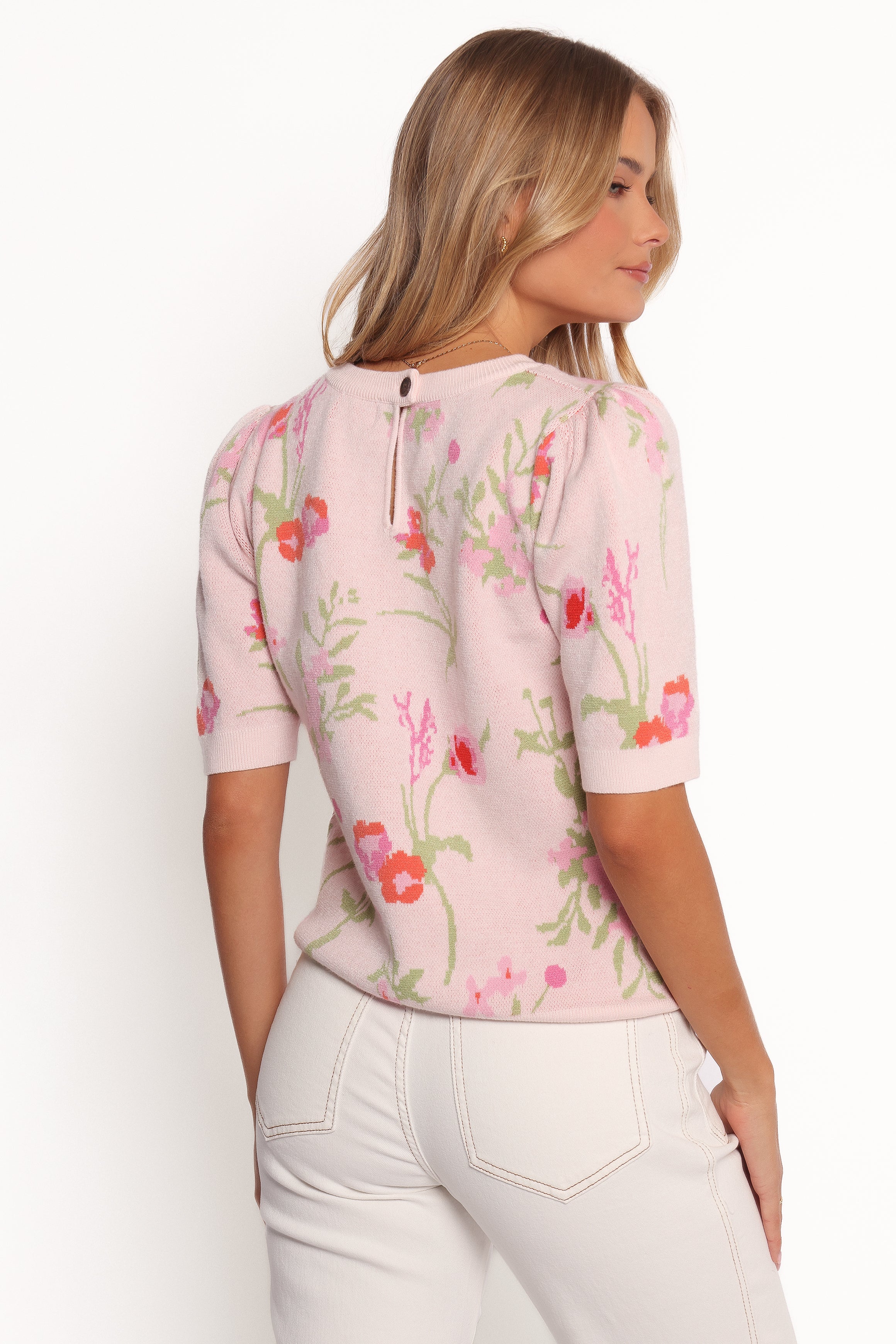 Petal and Pup USA KNITWEAR Keegan Flower Knit Sweater - Pink