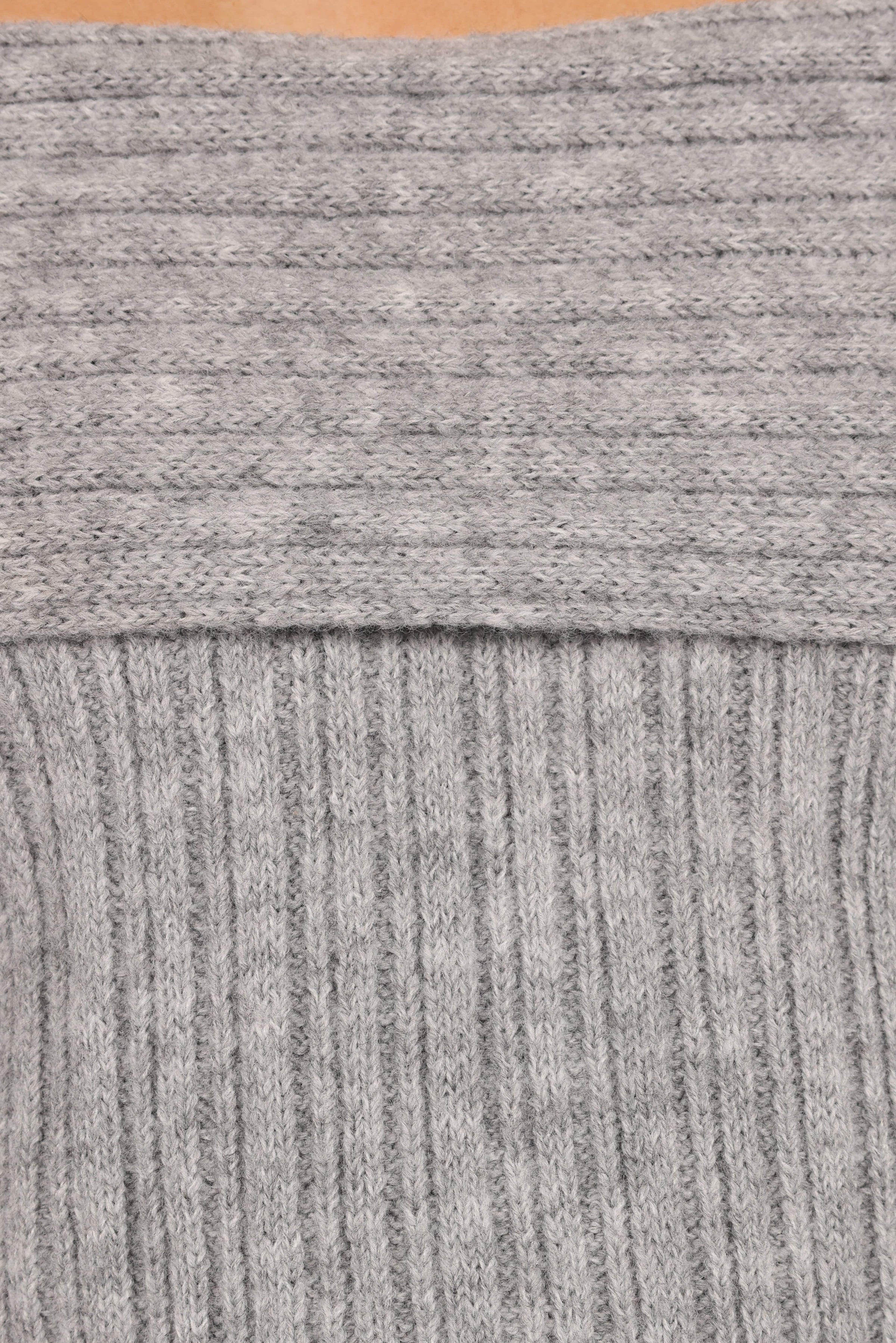 Petal and Pup USA KNITWEAR Kenny Off Shoulder Knit Sweater - Grey