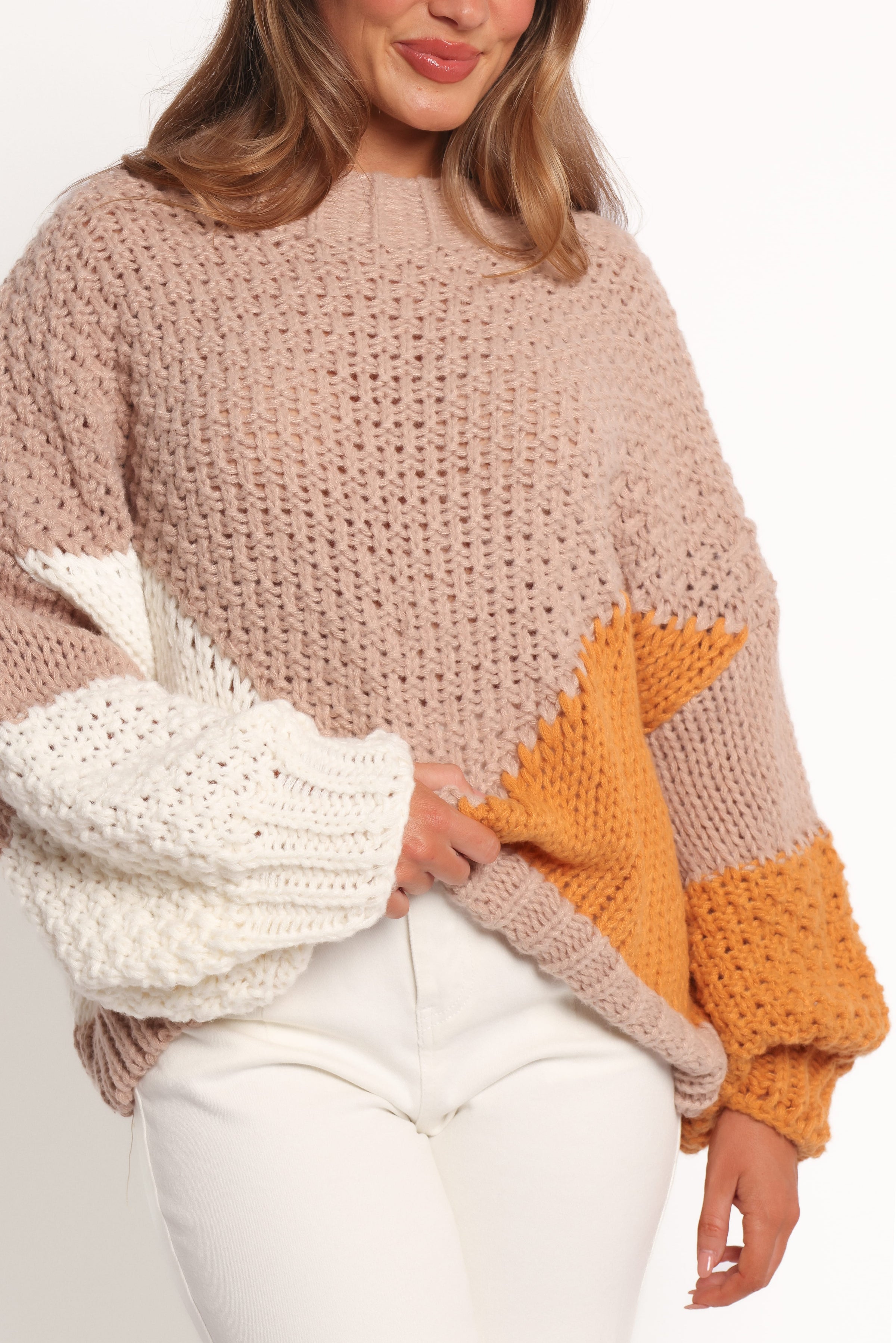 Petal and Pup USA KNITWEAR Koda Pattern Knit Sweater - Beige Multi