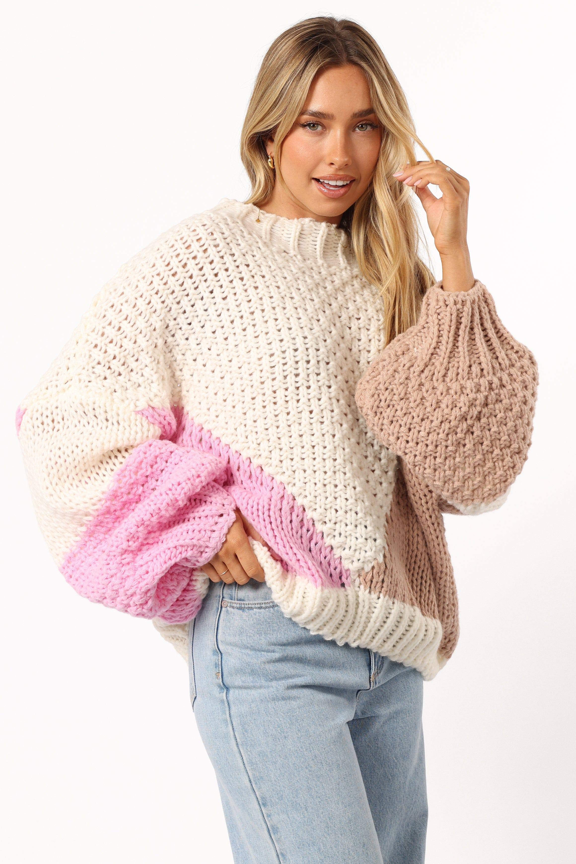 Petal and Pup USA KNITWEAR Koda Pattern Knit Sweater - Pink Multi