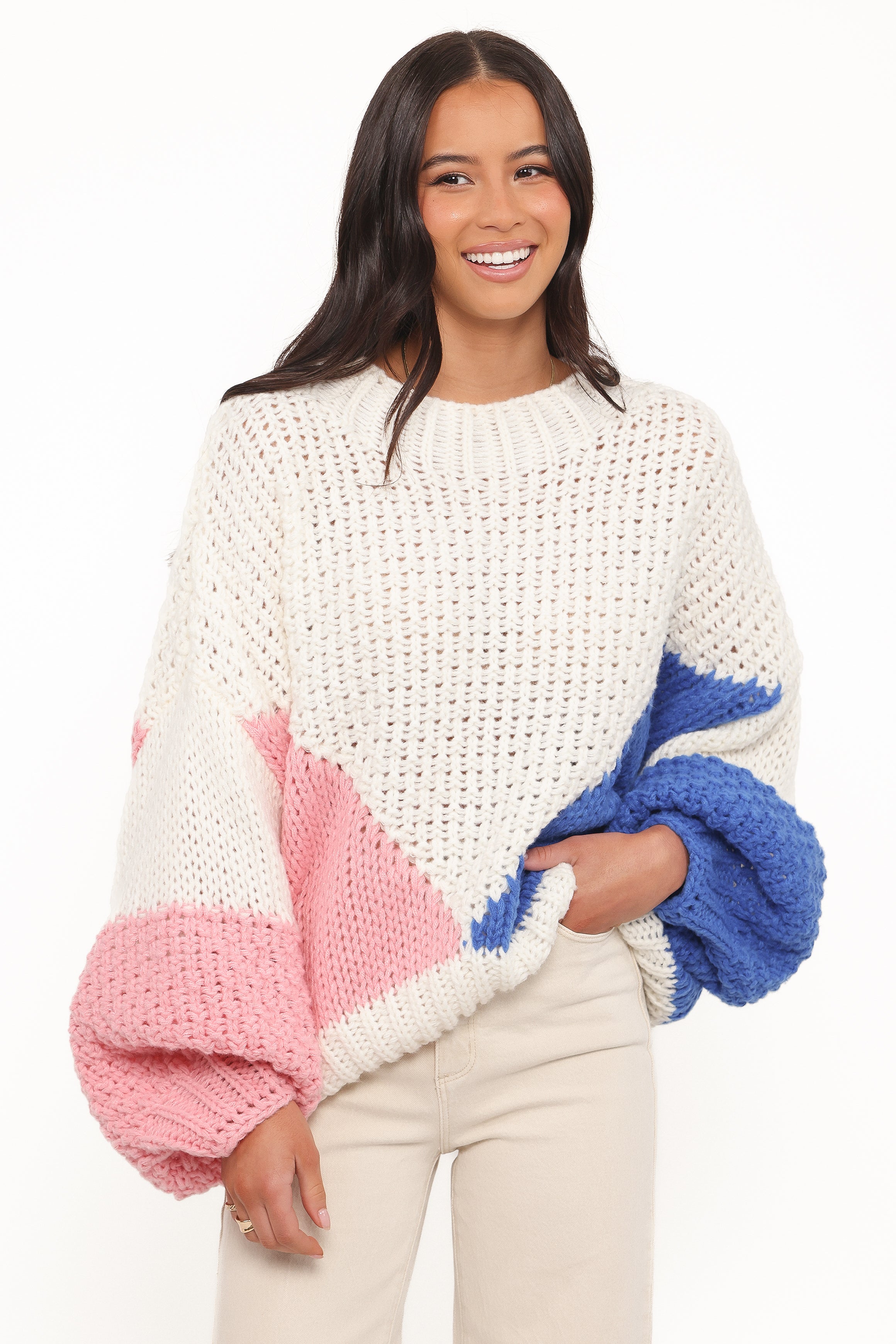 Petal and Pup USA KNITWEAR Koda Pattern Knit Sweater - White Multi