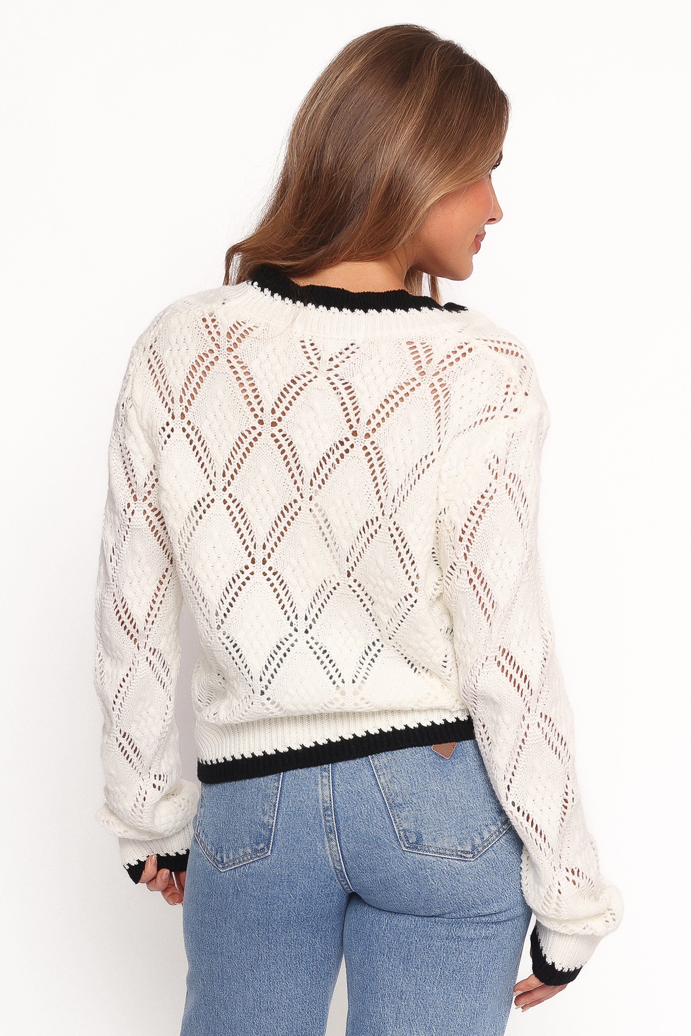 Petal and Pup USA KNITWEAR Lainy Bow Tie Font Cardigan - Cream