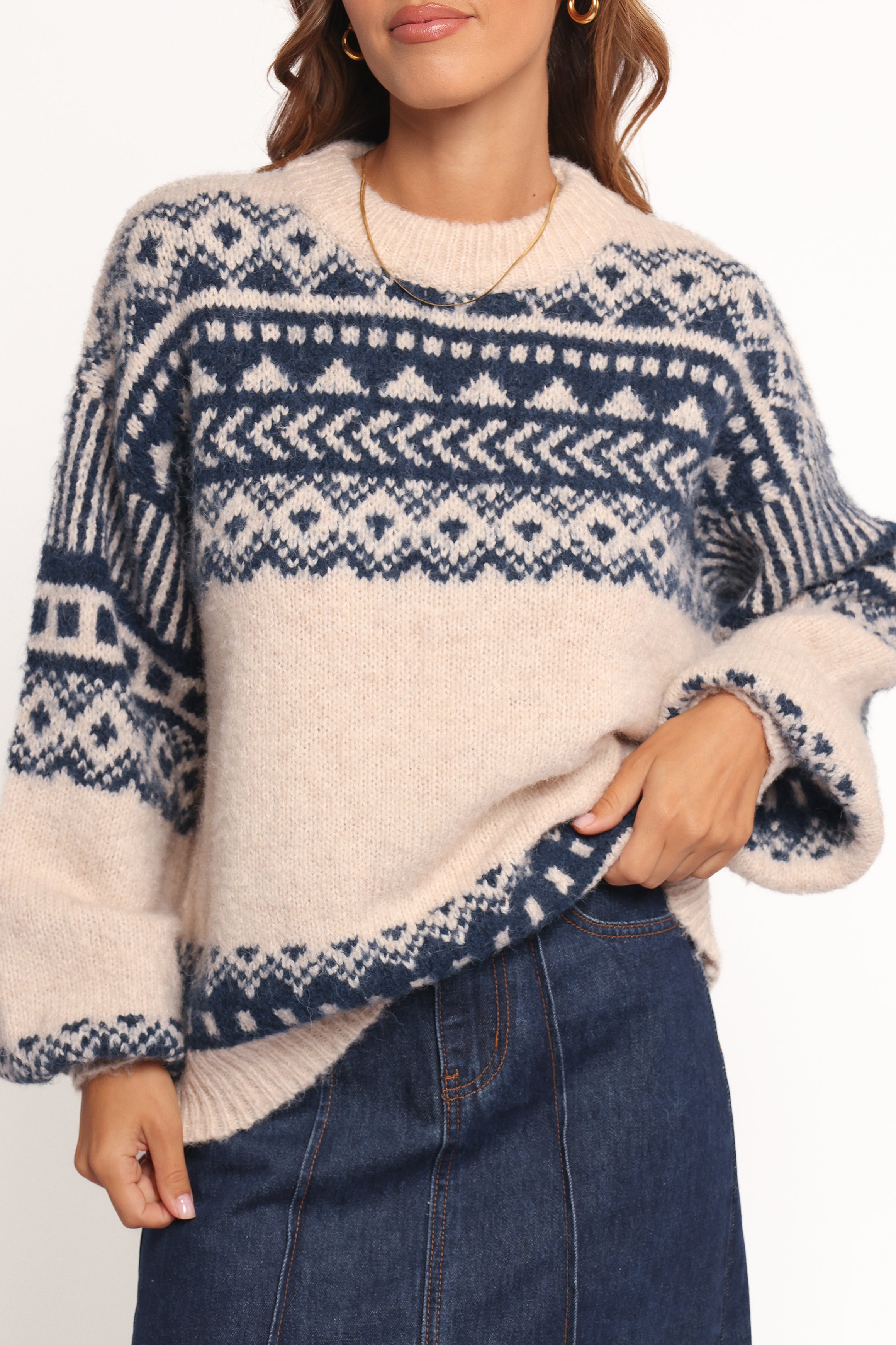Petal and Pup USA KNITWEAR Lincoln Fair Isle Knit Sweater - Navy