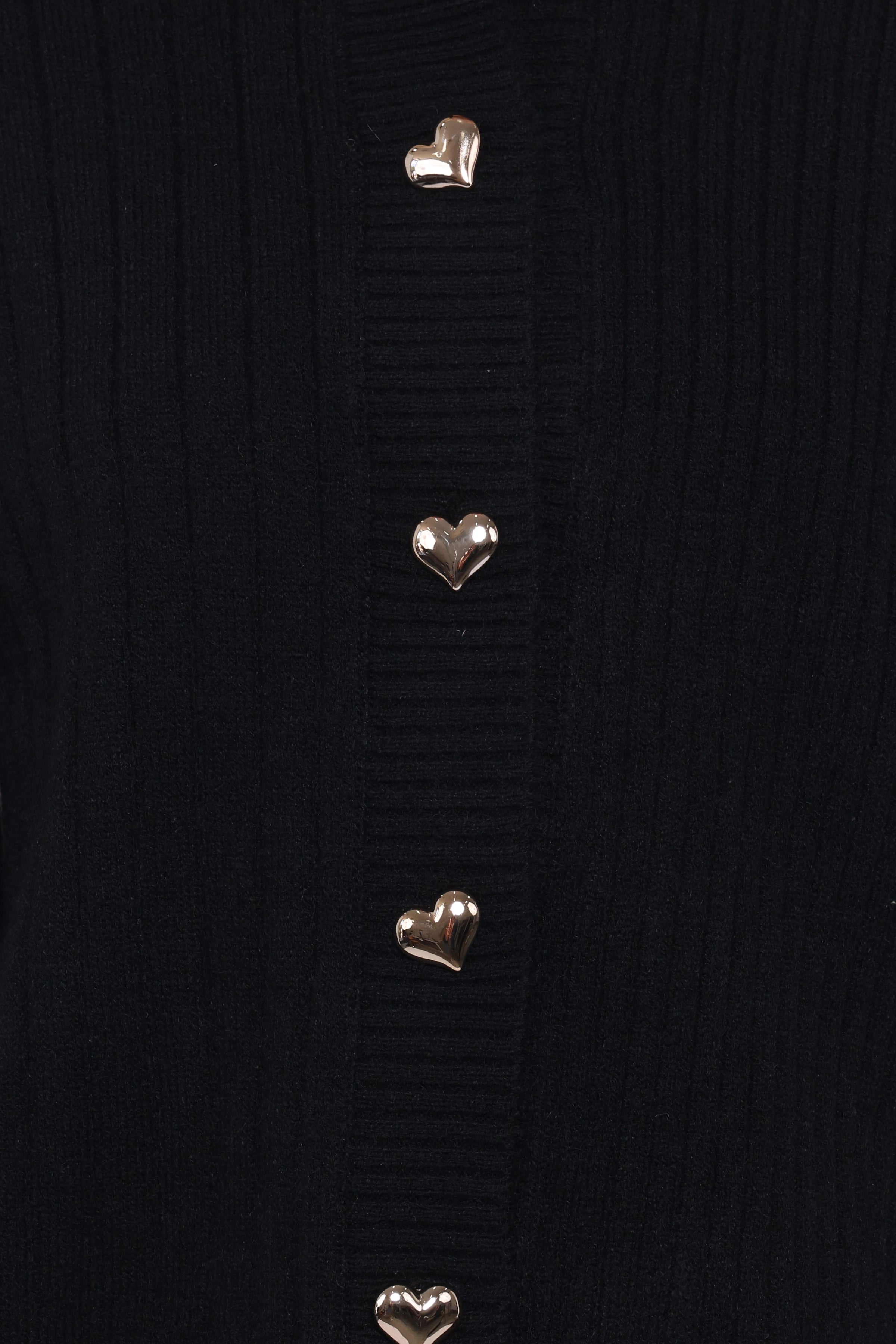 Petal and Pup USA KNITWEAR Loulani Heart Button Cardigan - Black