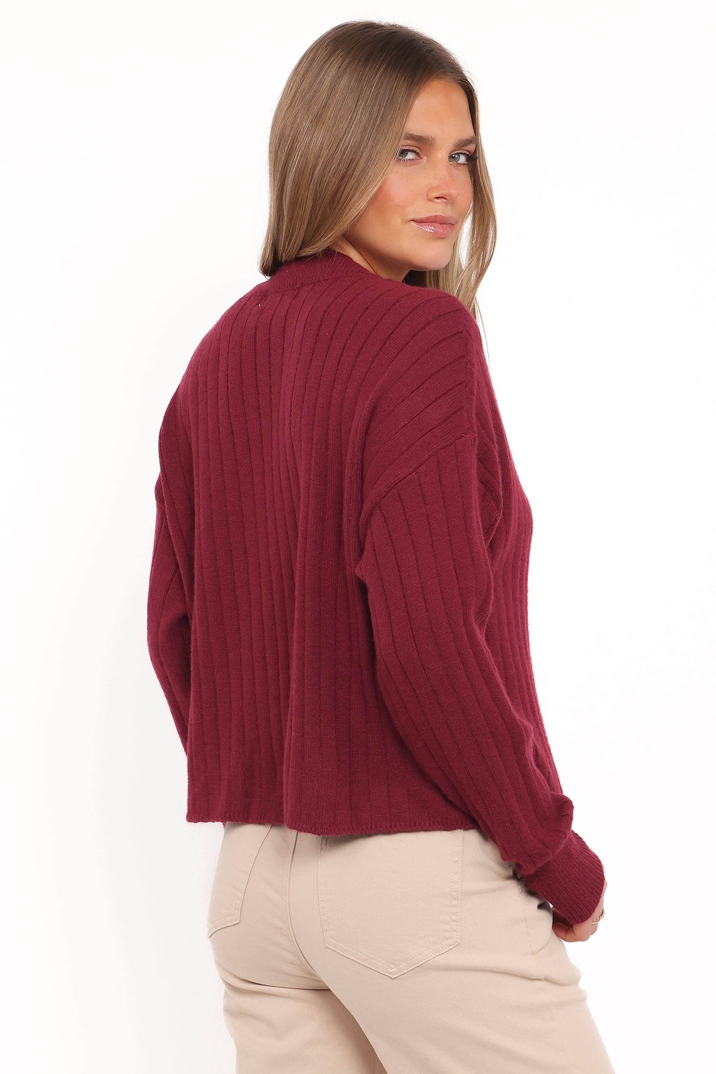 Petal and Pup USA KNITWEAR Loulani Heart Button Cardigan - Cherry