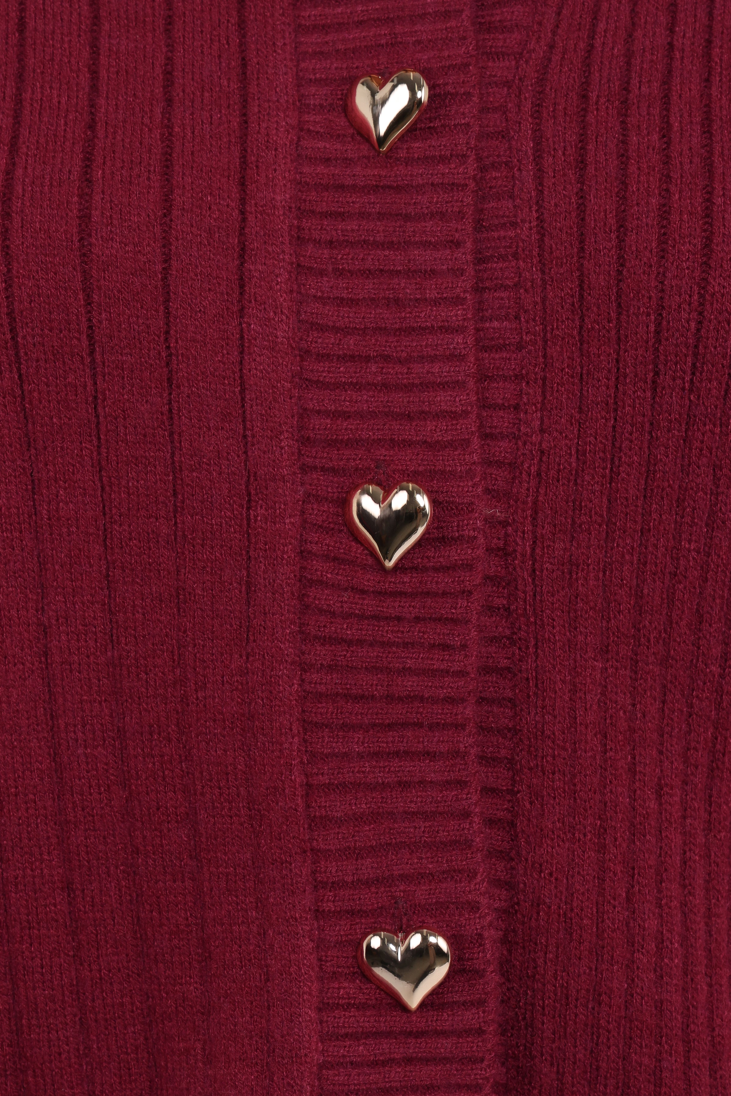 Petal and Pup USA KNITWEAR Loulani Heart Button Cardigan - Cherry
