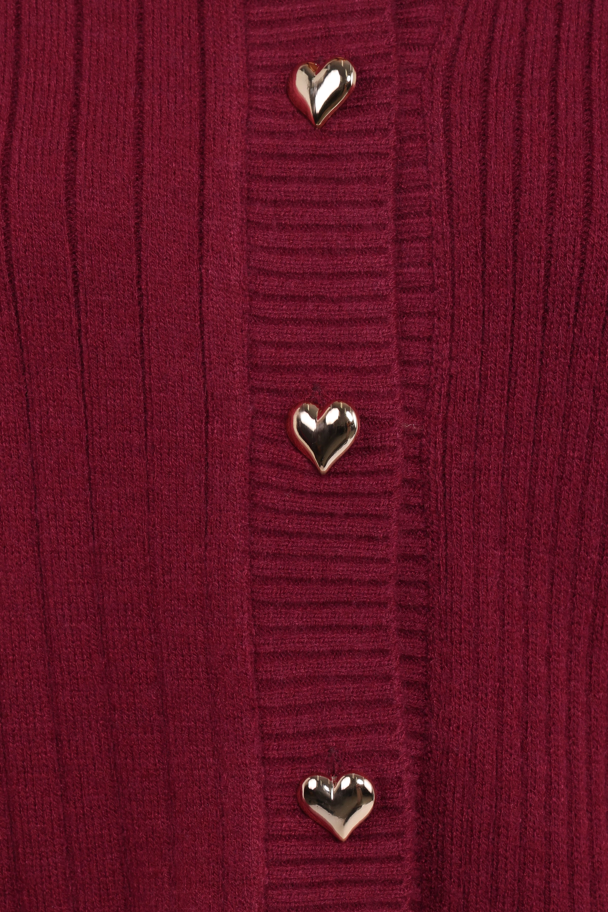 Petal and Pup USA KNITWEAR Loulani Heart Button Cardigan - Cherry