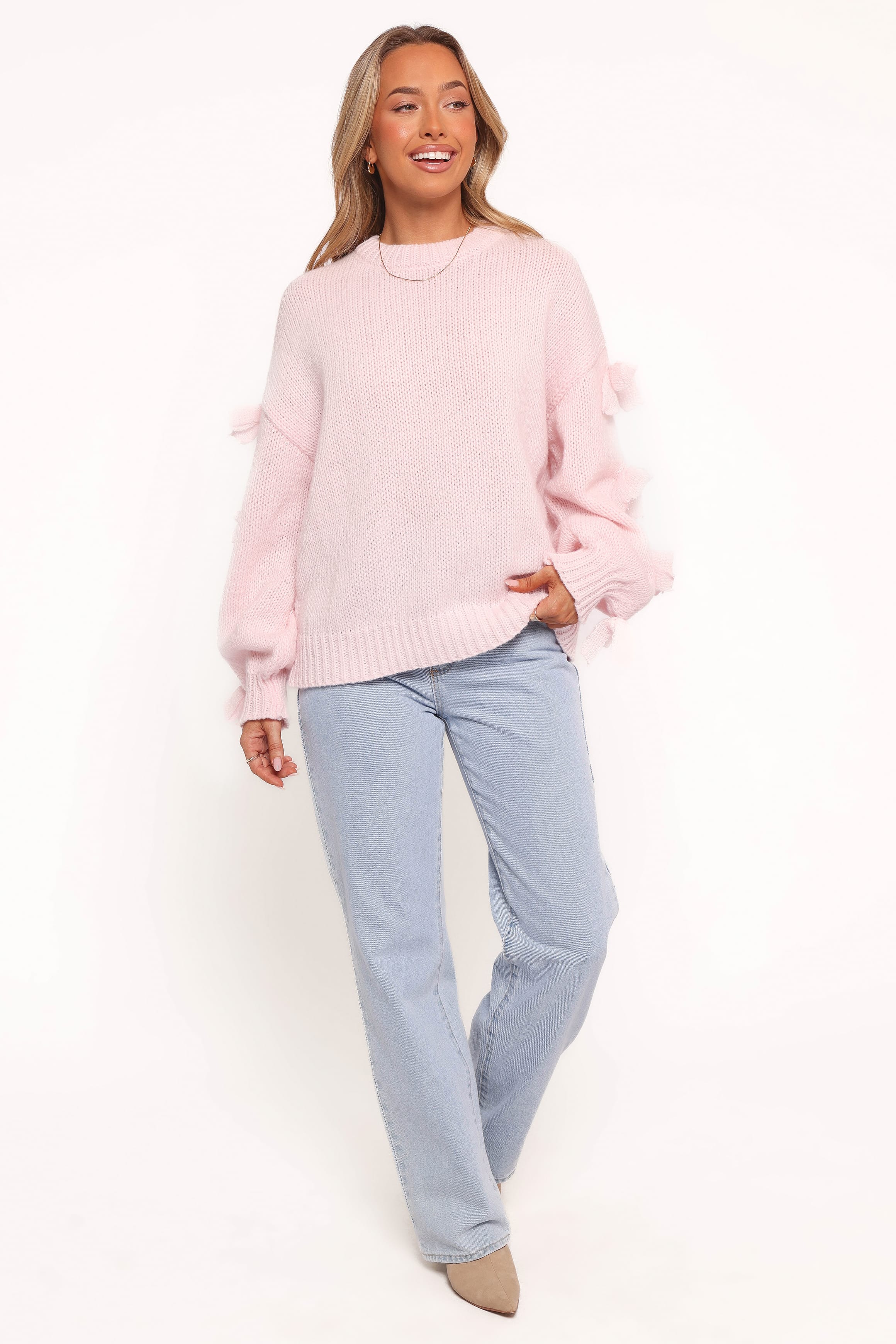Petal and Pup USA KNITWEAR Lover Tie Sleeve Knit Sweater - Pink