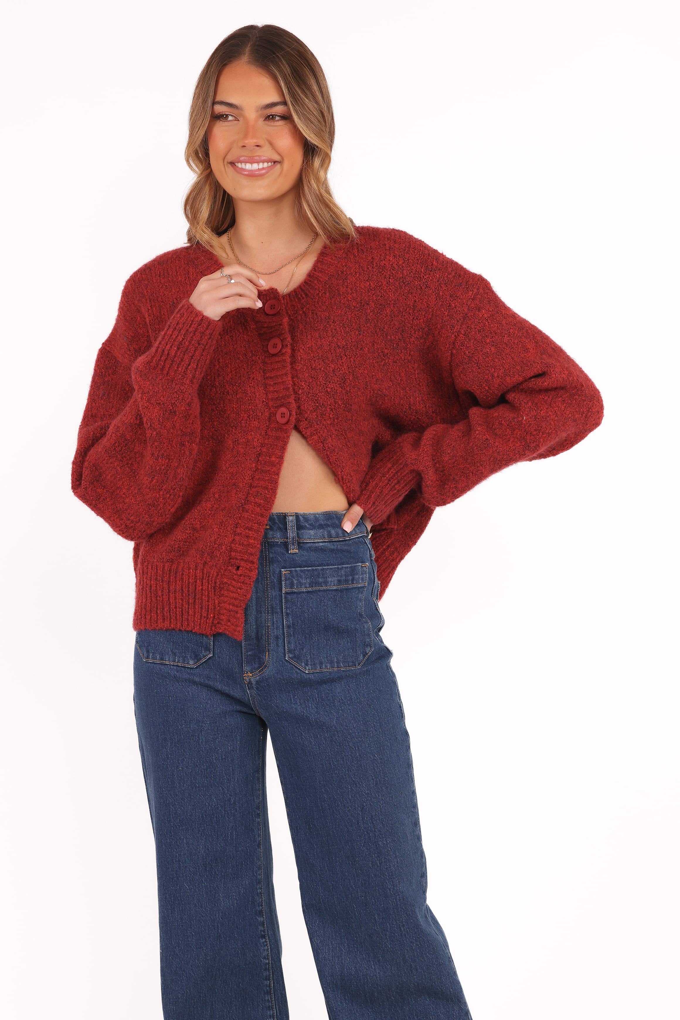 Petal and Pup USA KNITWEAR Lucah Cardigan - Dark Red