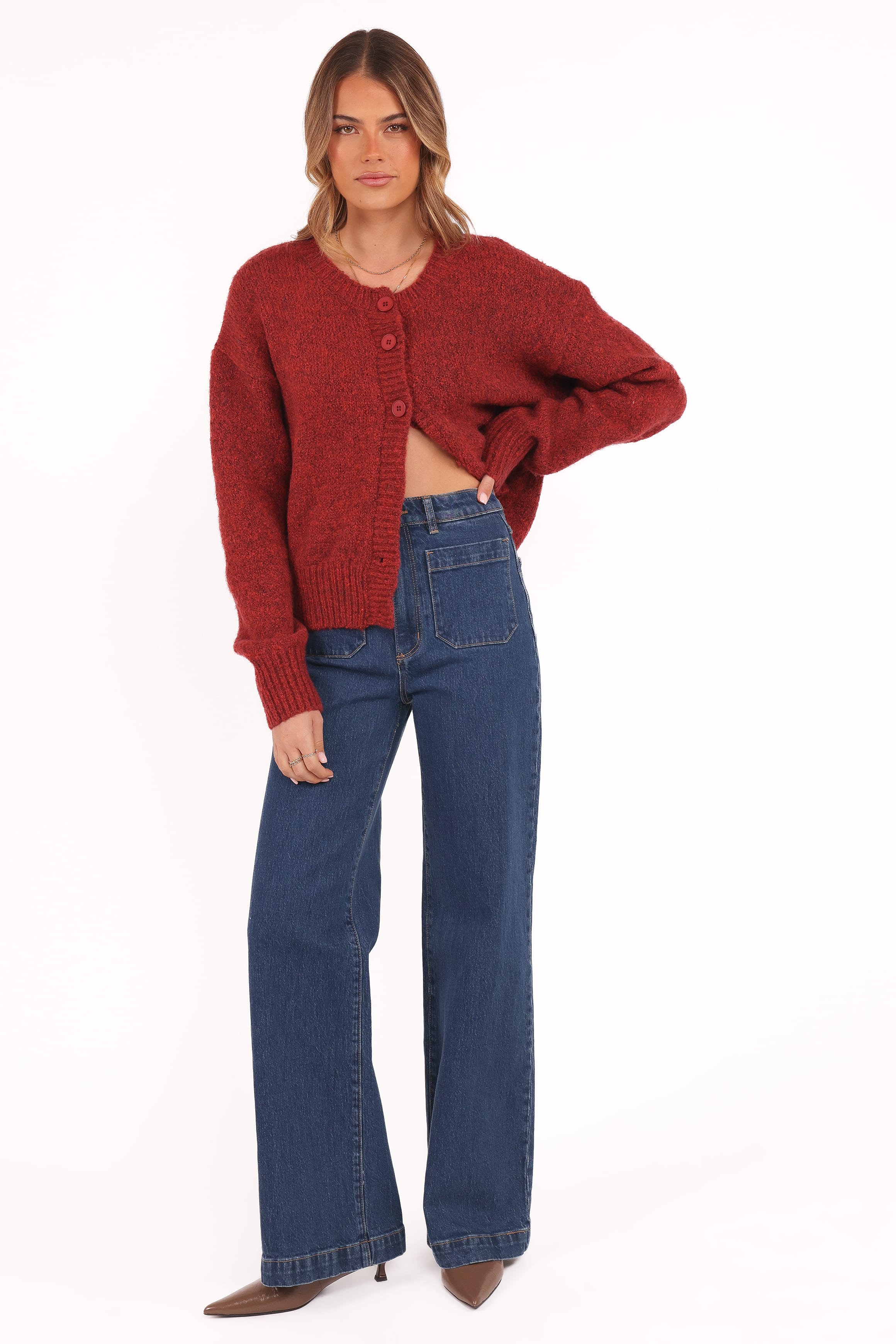 Petal and Pup USA KNITWEAR Lucah Cardigan - Dark Red