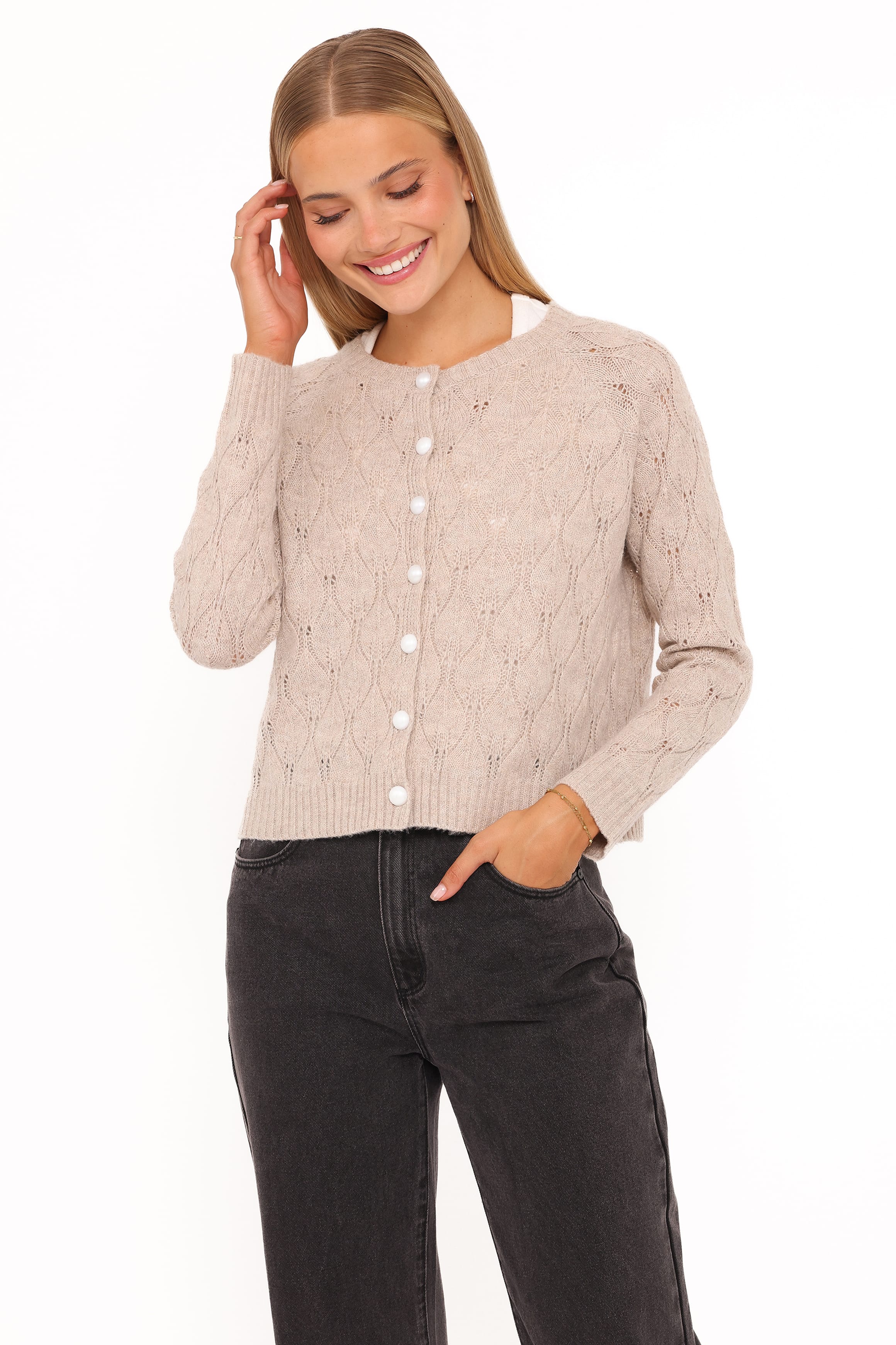 Petal and Pup USA KNITWEAR Mattie Cardigan - Beige