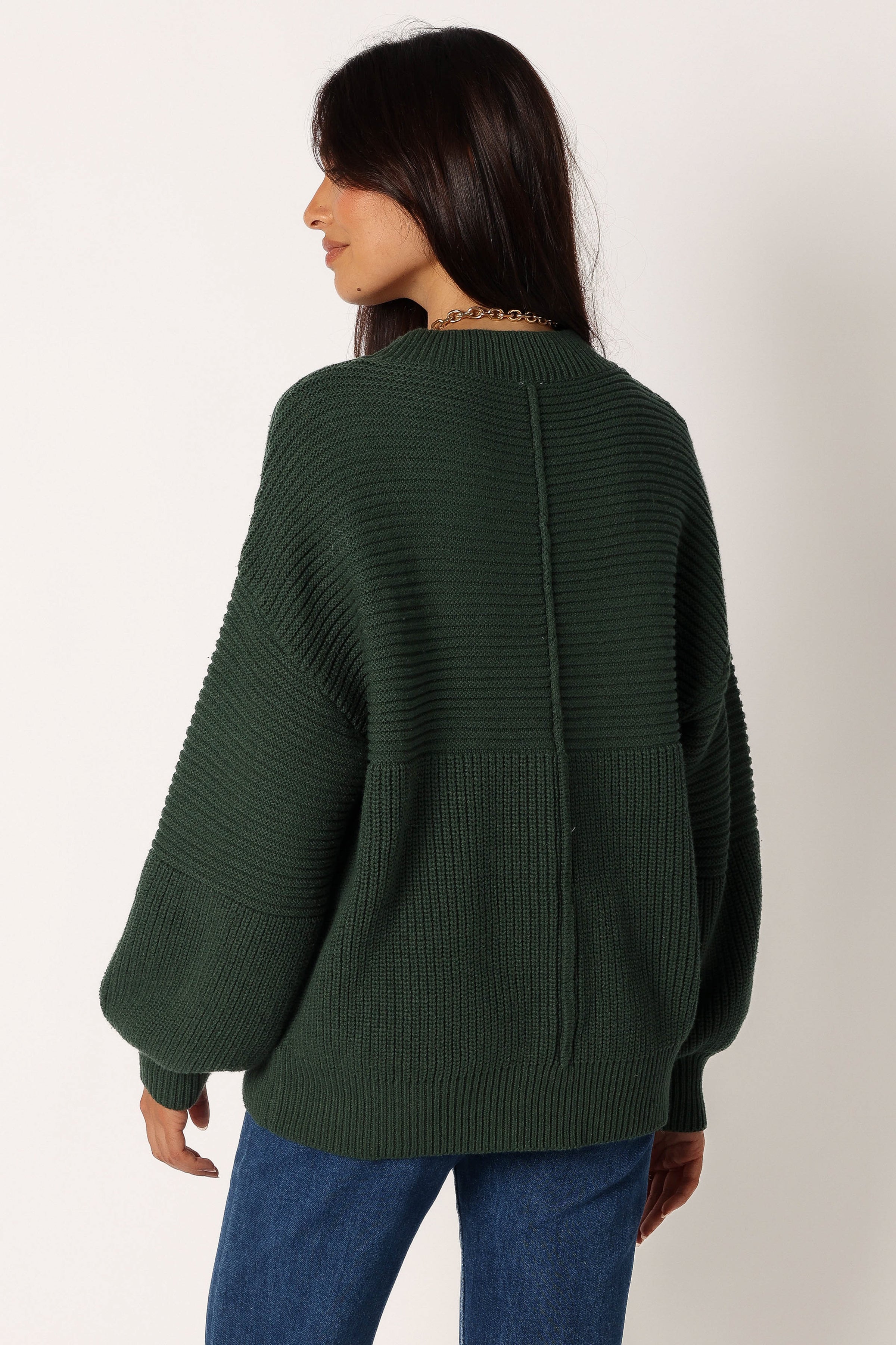 Petal and Pup USA KNITWEAR Meredith Ribbed Crewneck Knit Sweater - Green