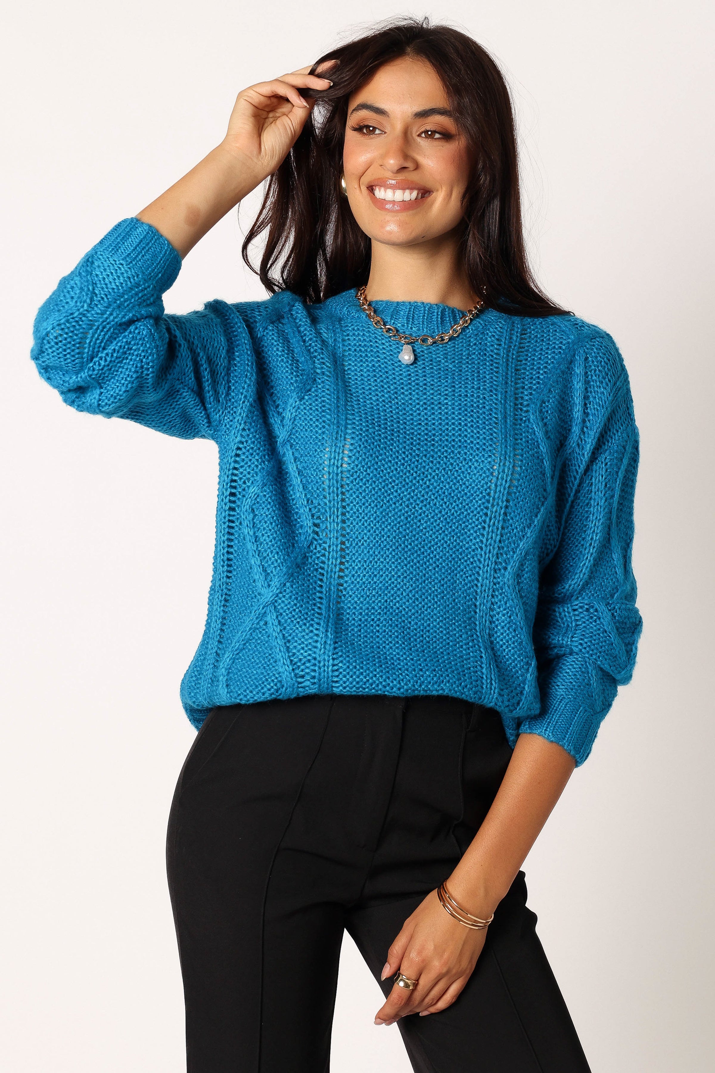 Petal and Pup USA KNITWEAR Michaela Knit Sweater - Royal Blue