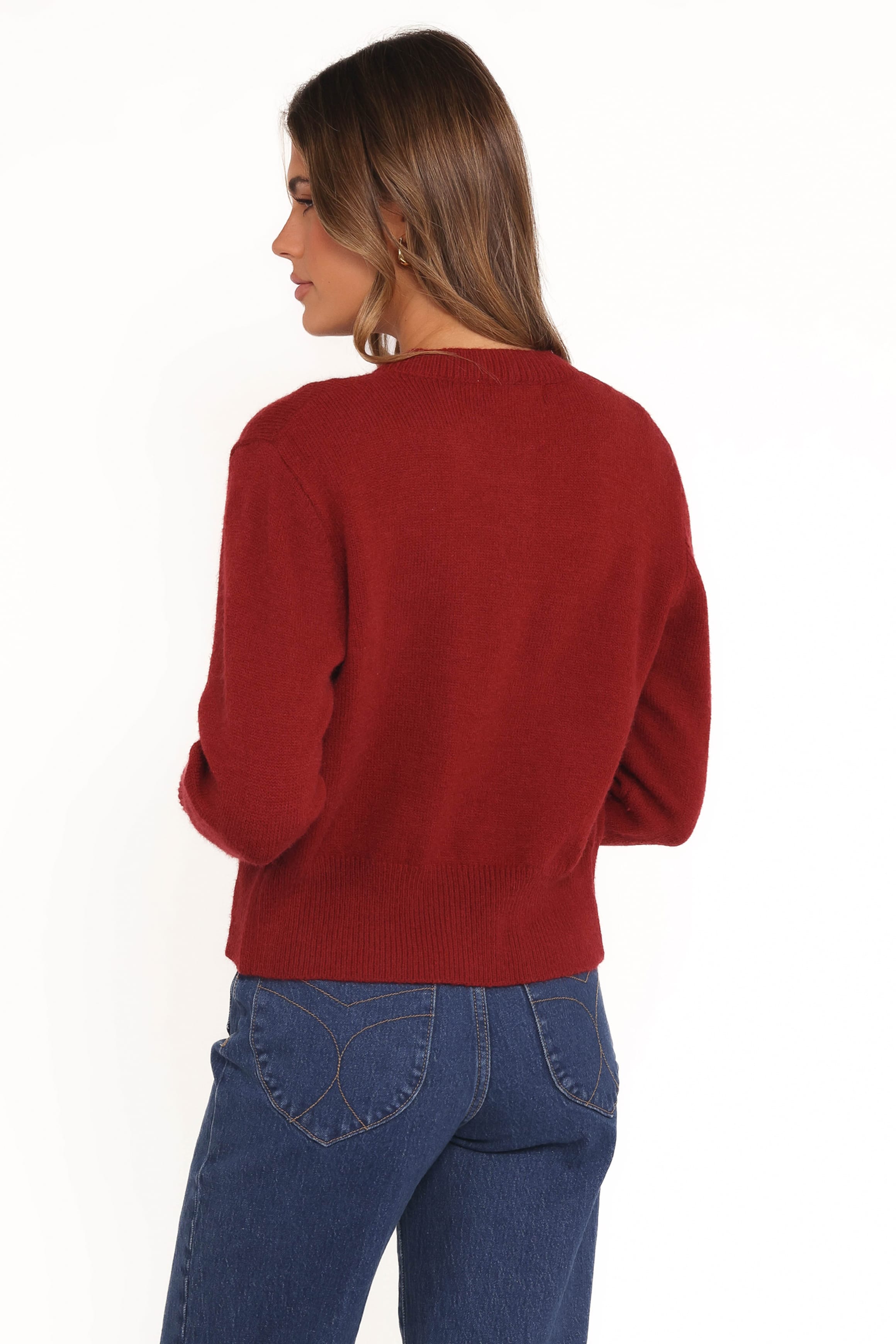 Petal and Pup USA KNITWEAR Middleton Mini Bow Cardigan - Wine