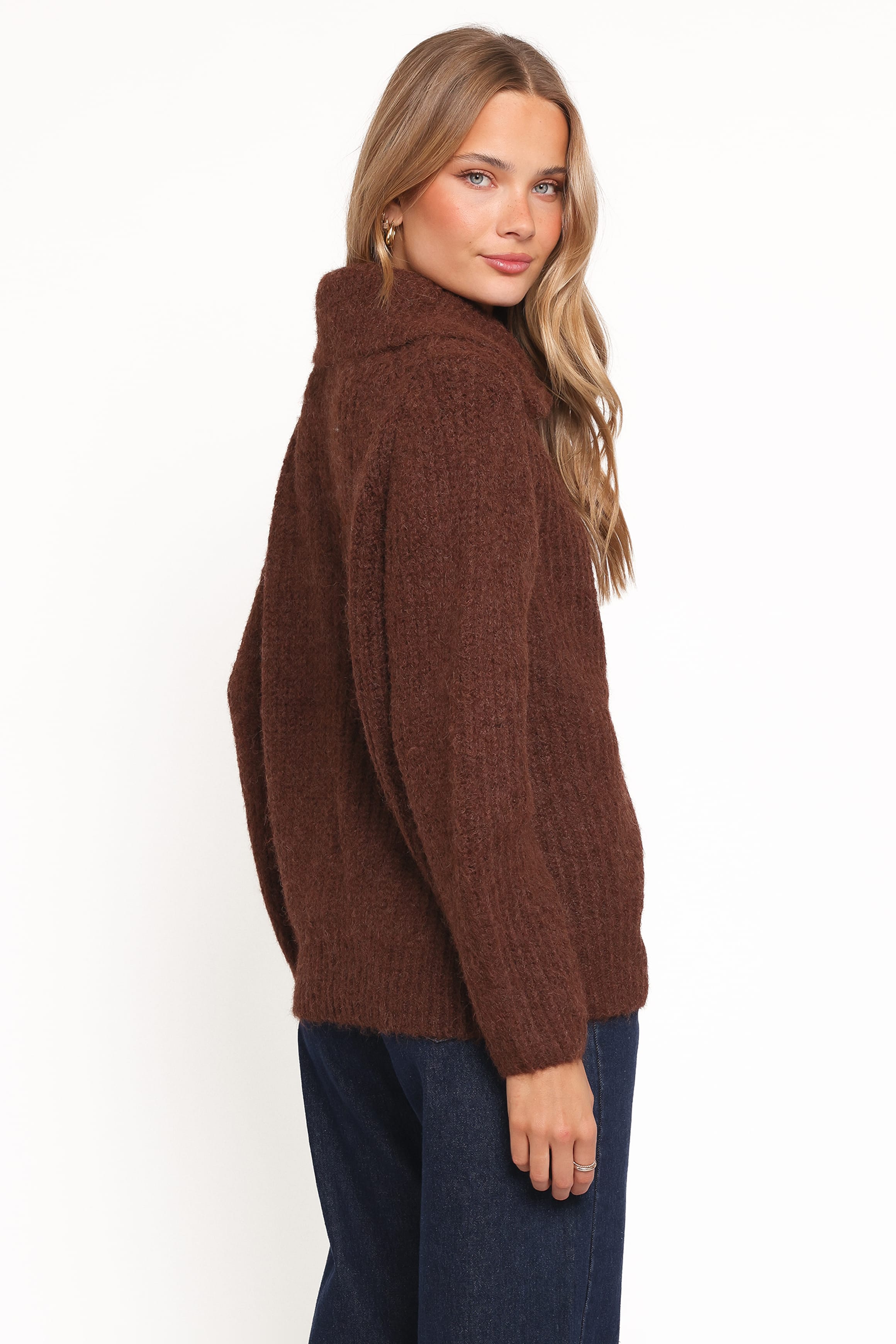 Petal and Pup USA KNITWEAR Miffy Zip Through Cardigan - Chocolate