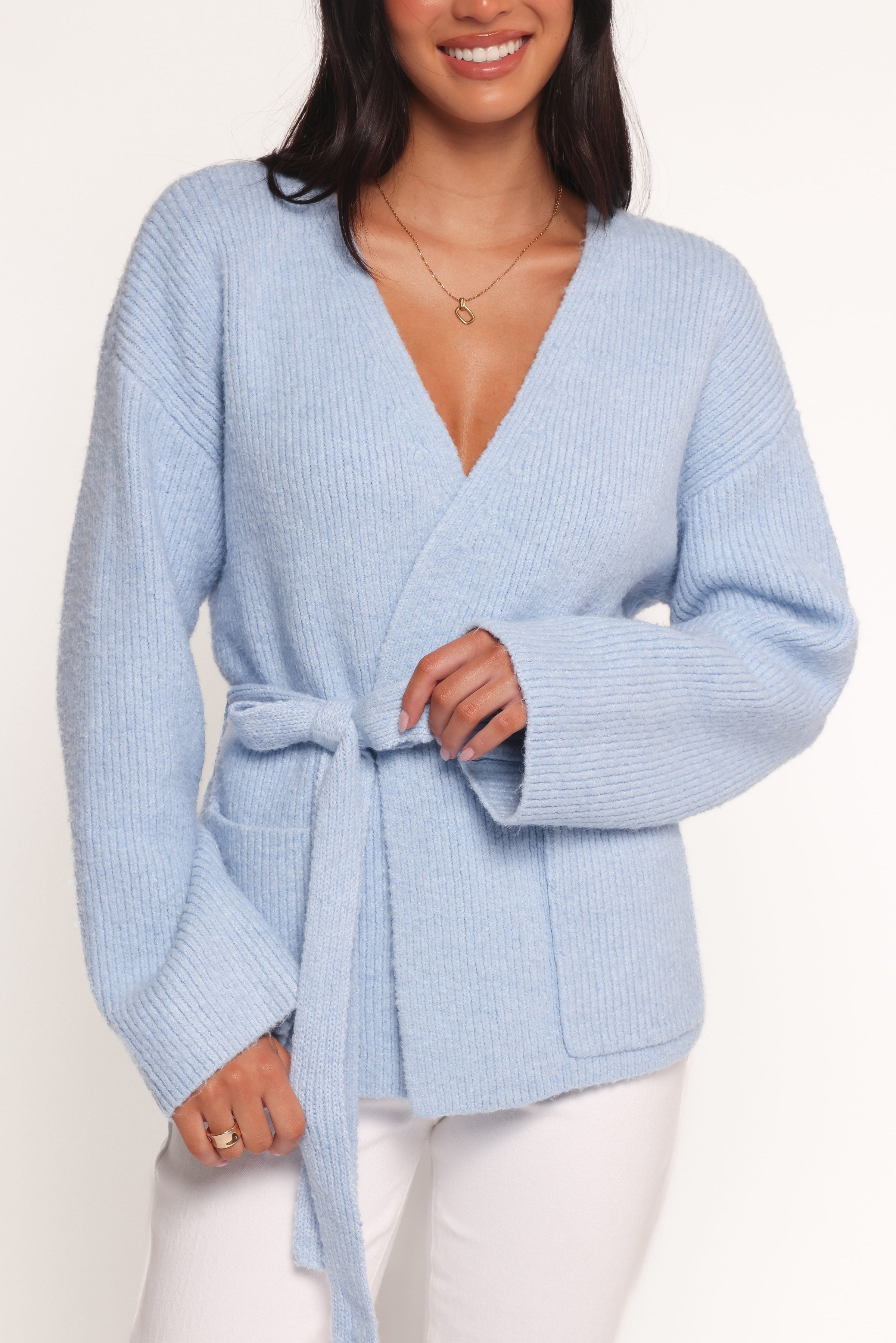Petal and Pup USA KNITWEAR Mika Wrap Cardigan - Blue
