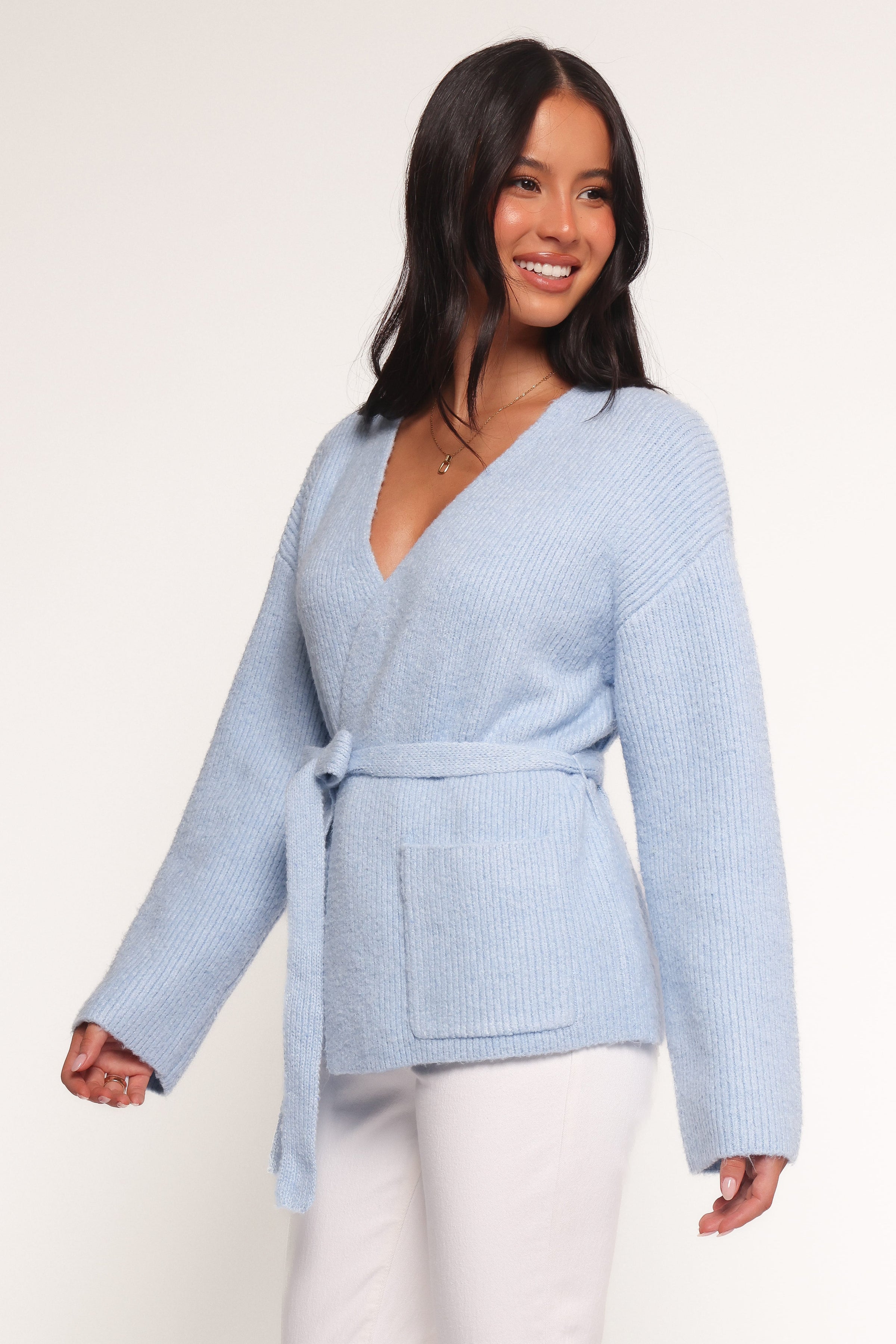 Petal and Pup USA KNITWEAR Mika Wrap Cardigan - Blue