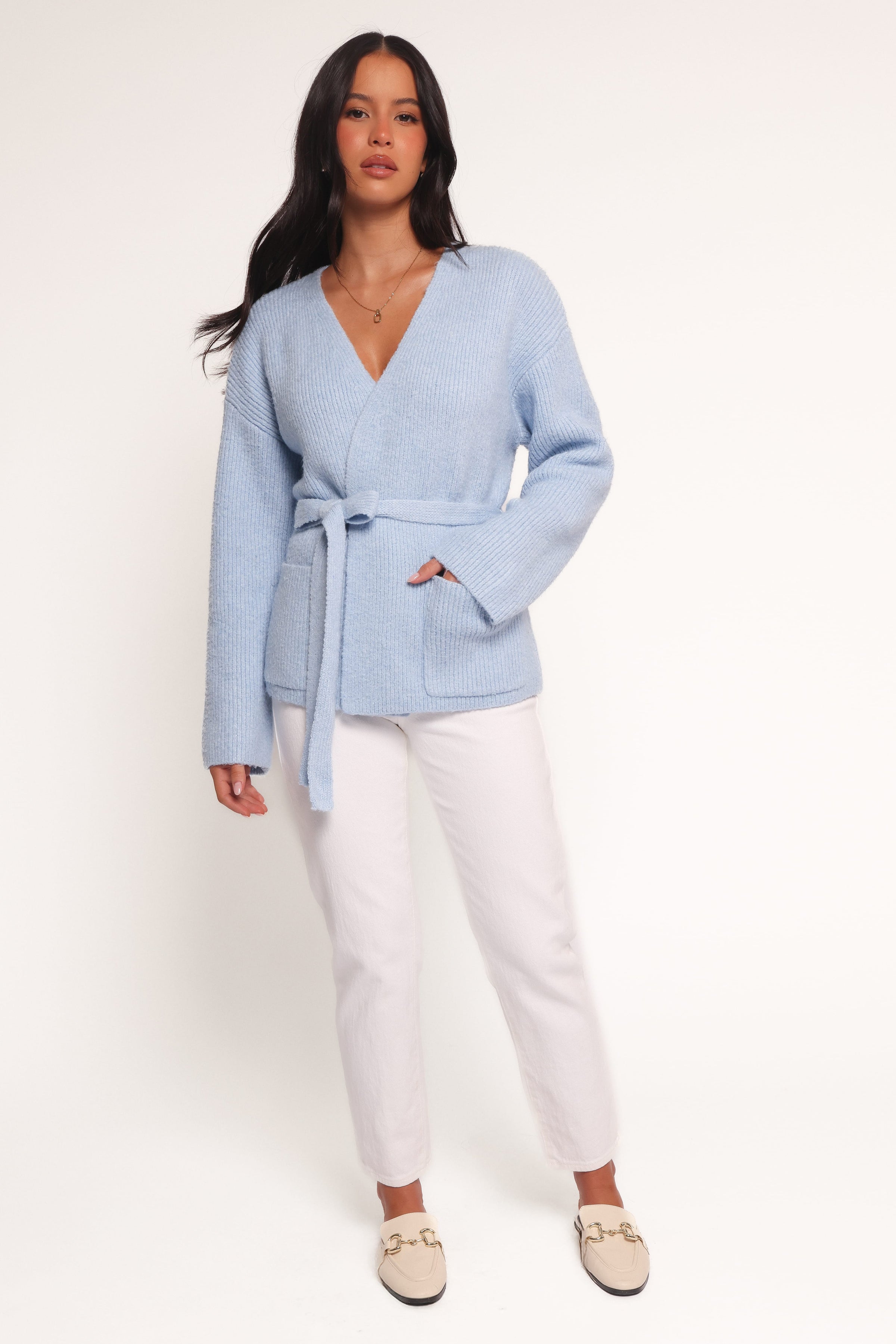 Petal and Pup USA KNITWEAR Mika Wrap Cardigan - Blue
