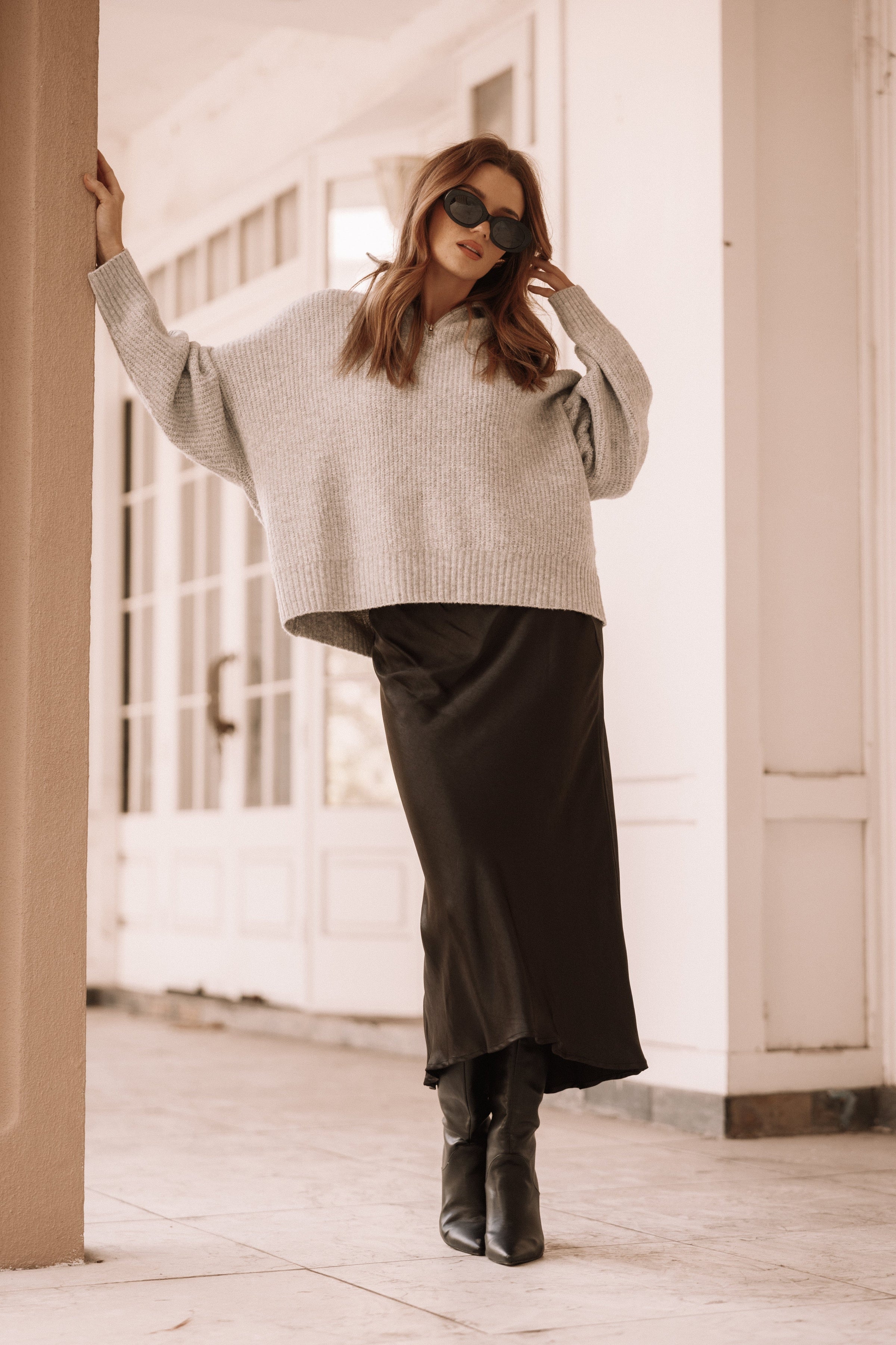 Petal and Pup USA KNITWEAR Miranda Knit Sweater - Grey