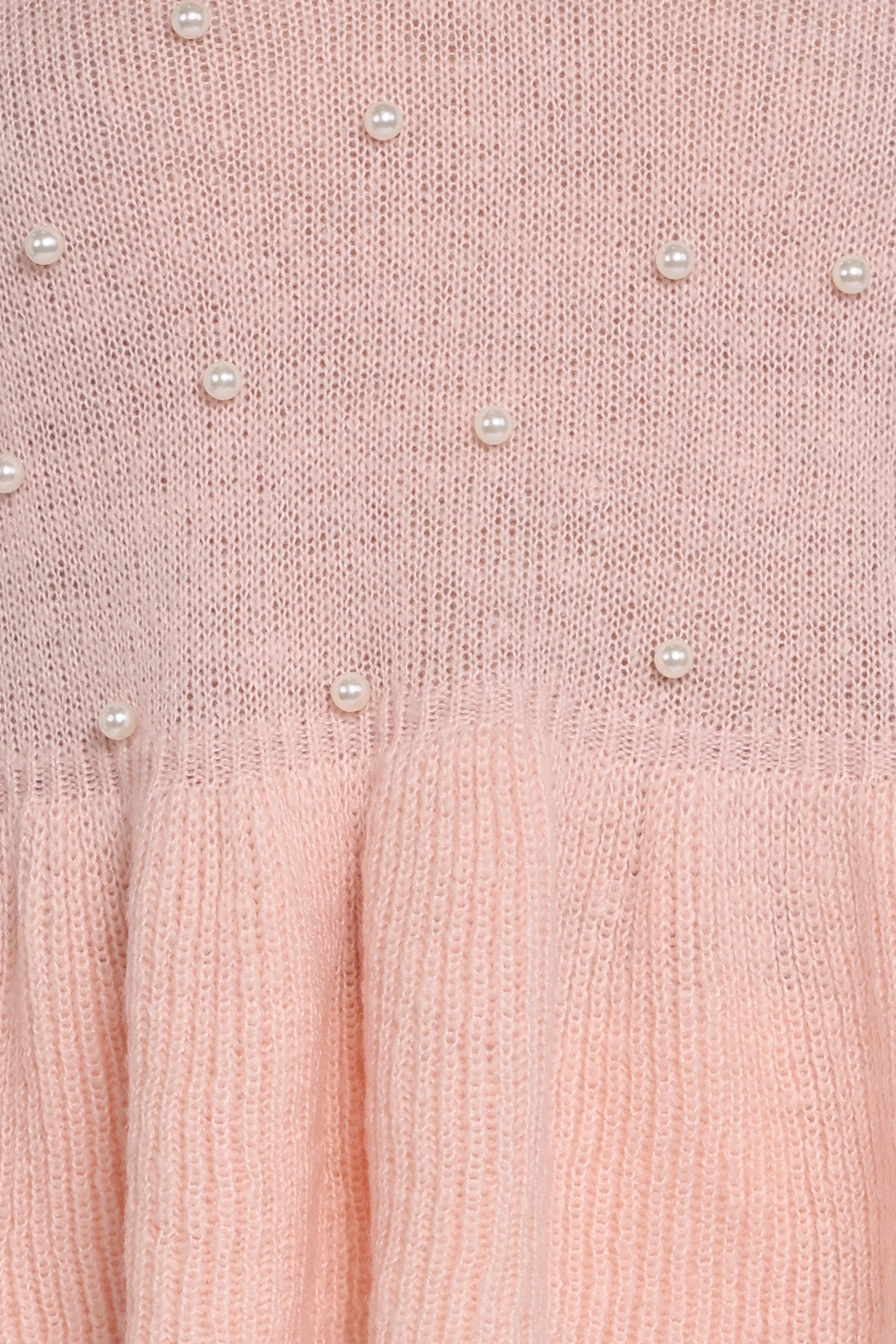 Petal and Pup USA KNITWEAR Molly Pearl Peplum Knit Sweater - Light Pink