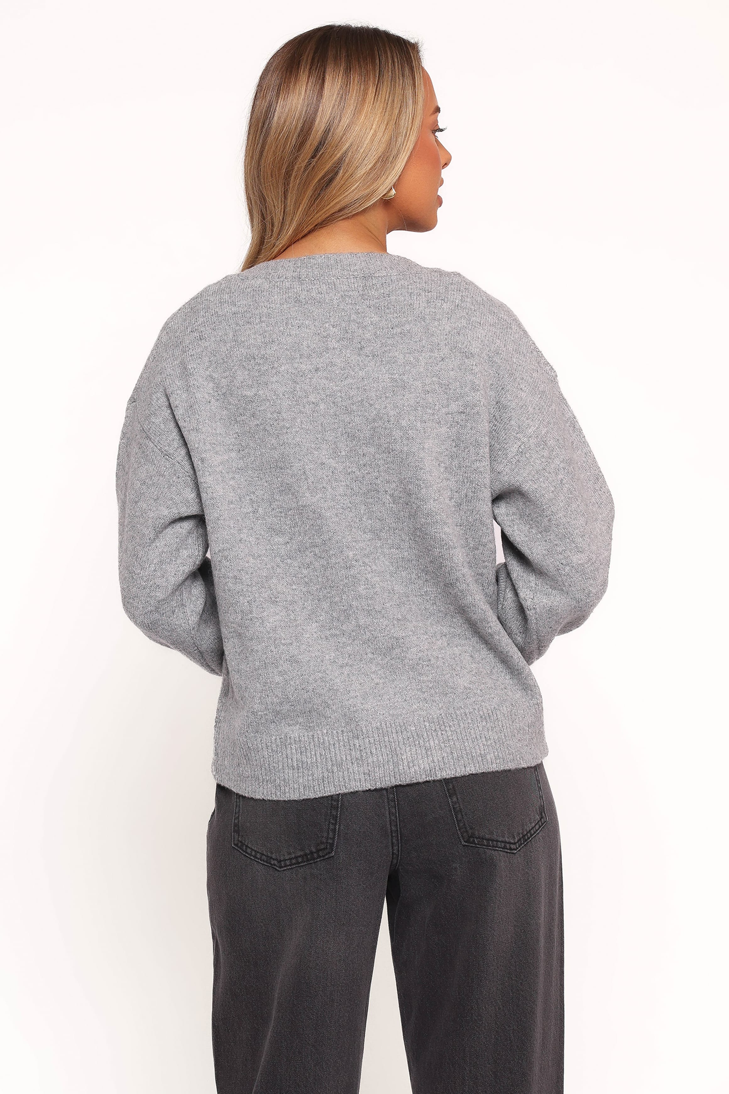 Petal and Pup USA KNITWEAR Neri Bow Tie Front Cardigan - Grey